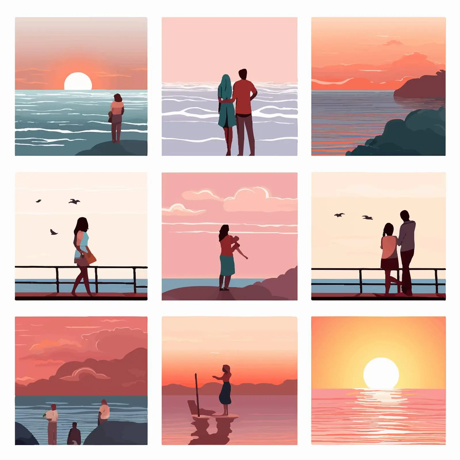People Watching Sunset at Sea from Behind — free download from Dotvec