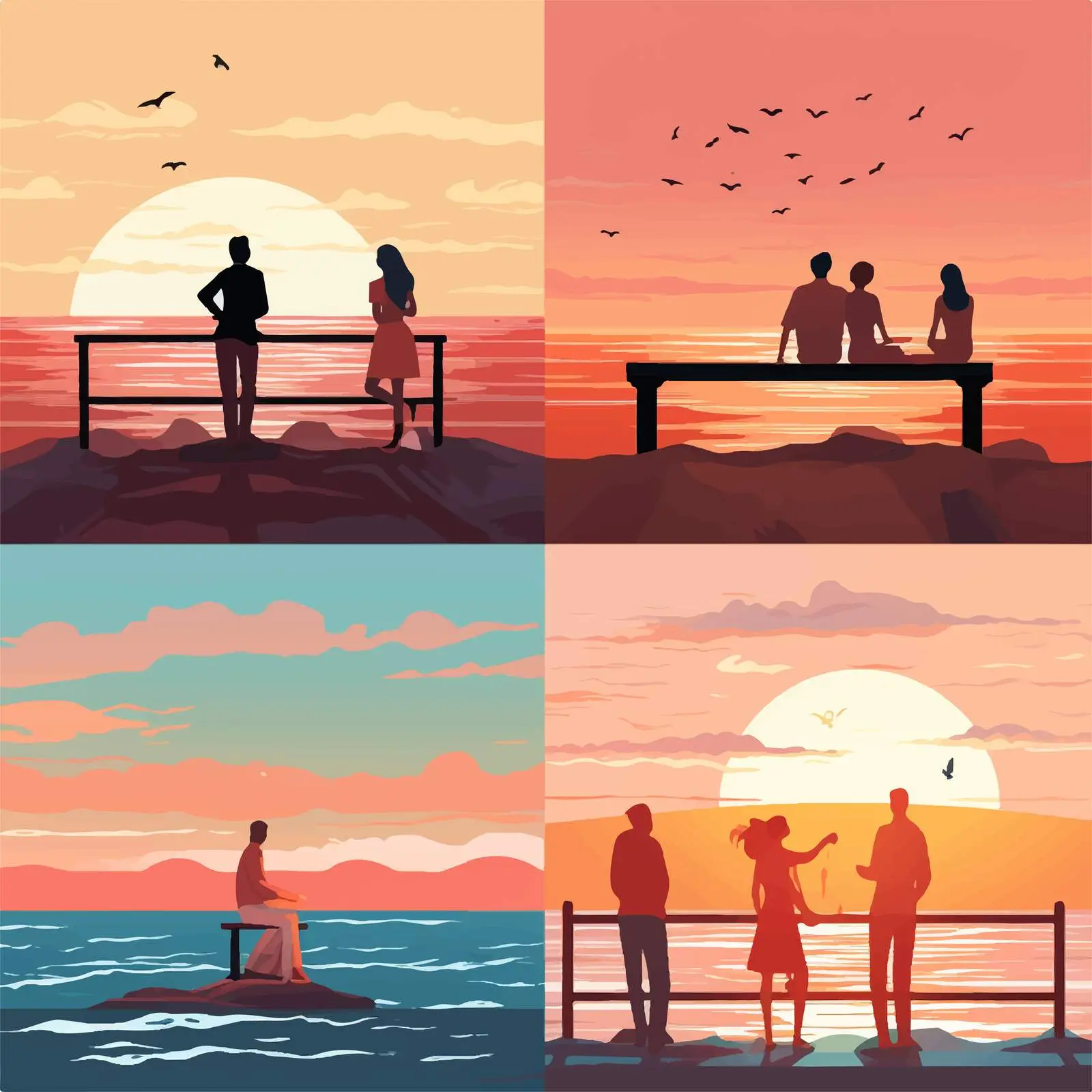 People Watching Sunset at Sea from Behind — free download from Dotvec