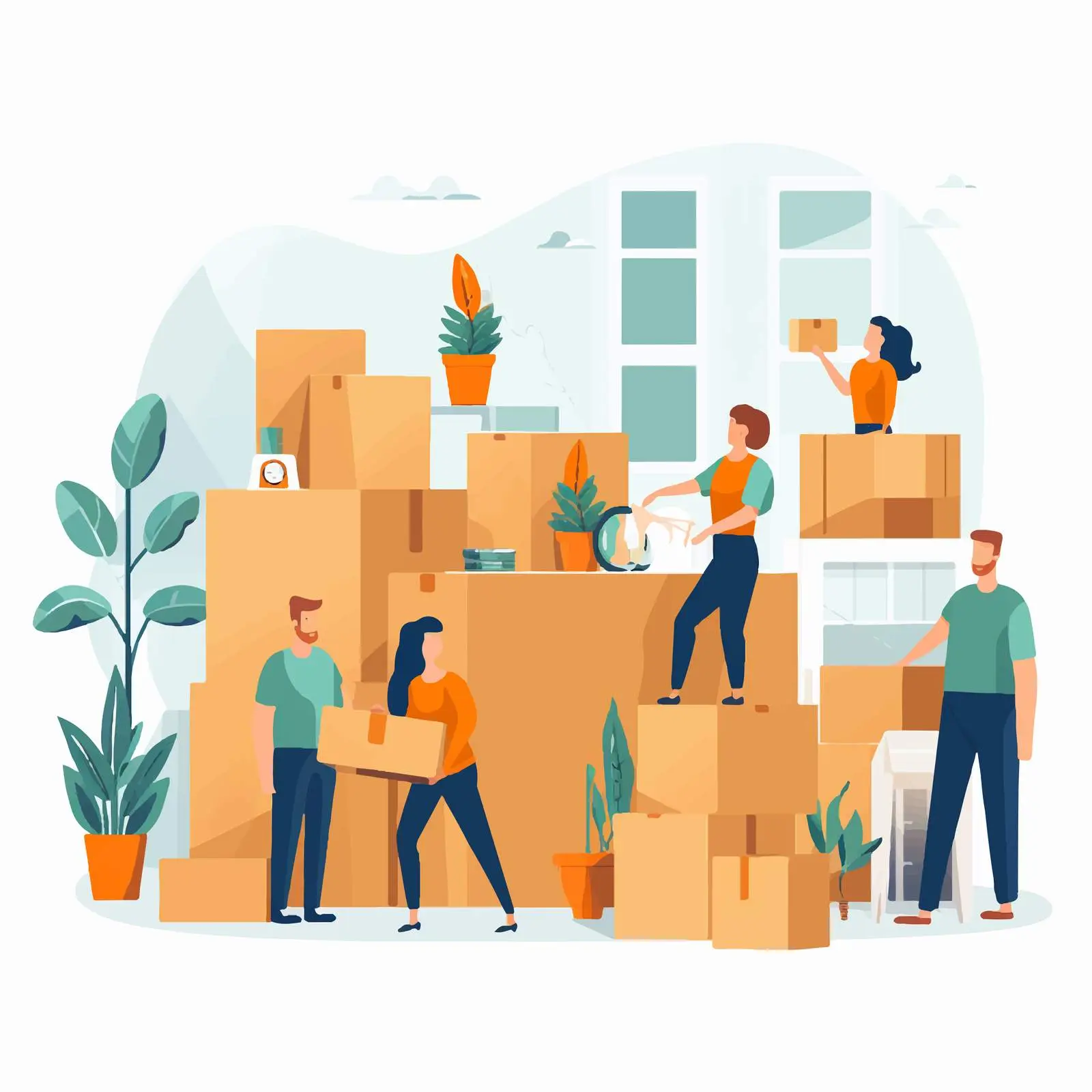 Family Packing Boxes During Relocation — free download from Dotvec