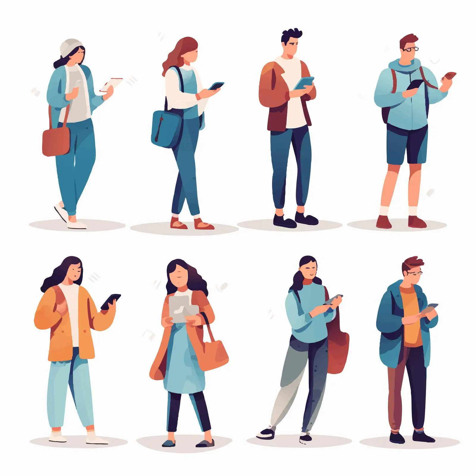 Diverse Characters with Smartphones in Vector Style – free smartphones image from Dotvec