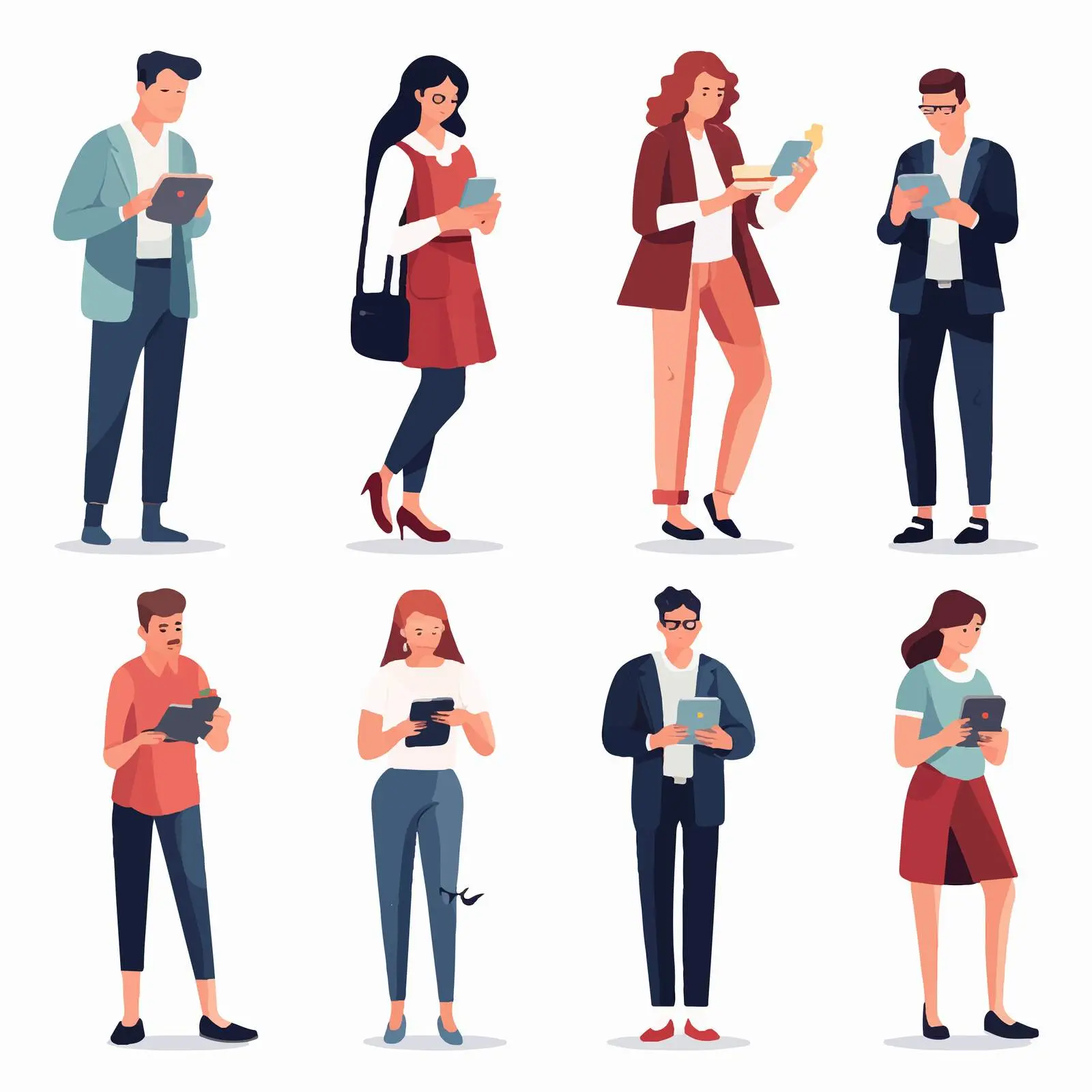 Characters Holding Smartphones in Vector Illustration — free download from Dotvec