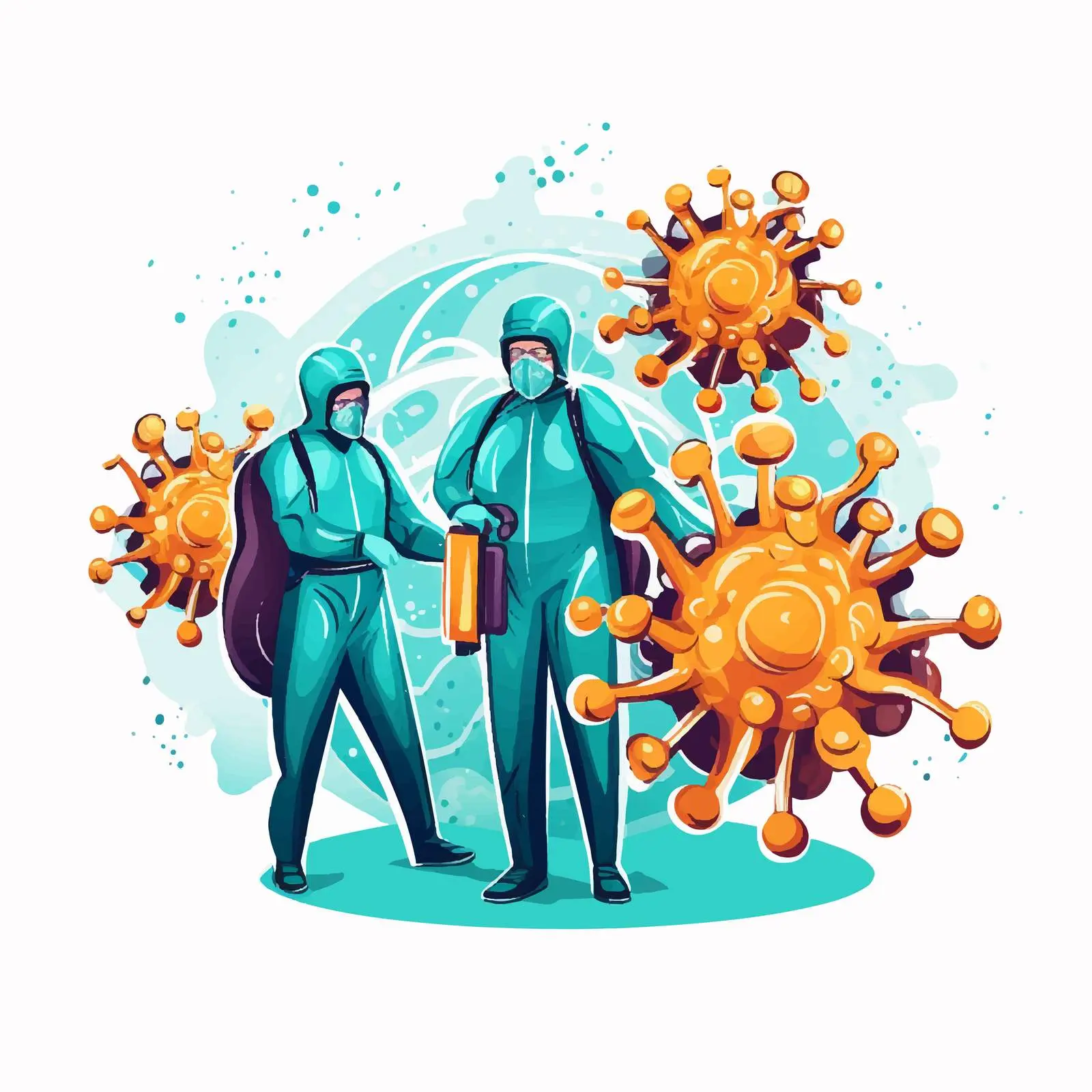 COVID-19 Protective Suit and Virus Spraying – free microbiology image from Dotvec