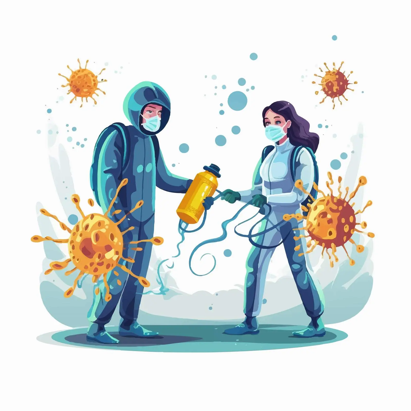 Healthcare Workers in Protective Suits Spraying COVID-19 – free protective gear image from Dotvec