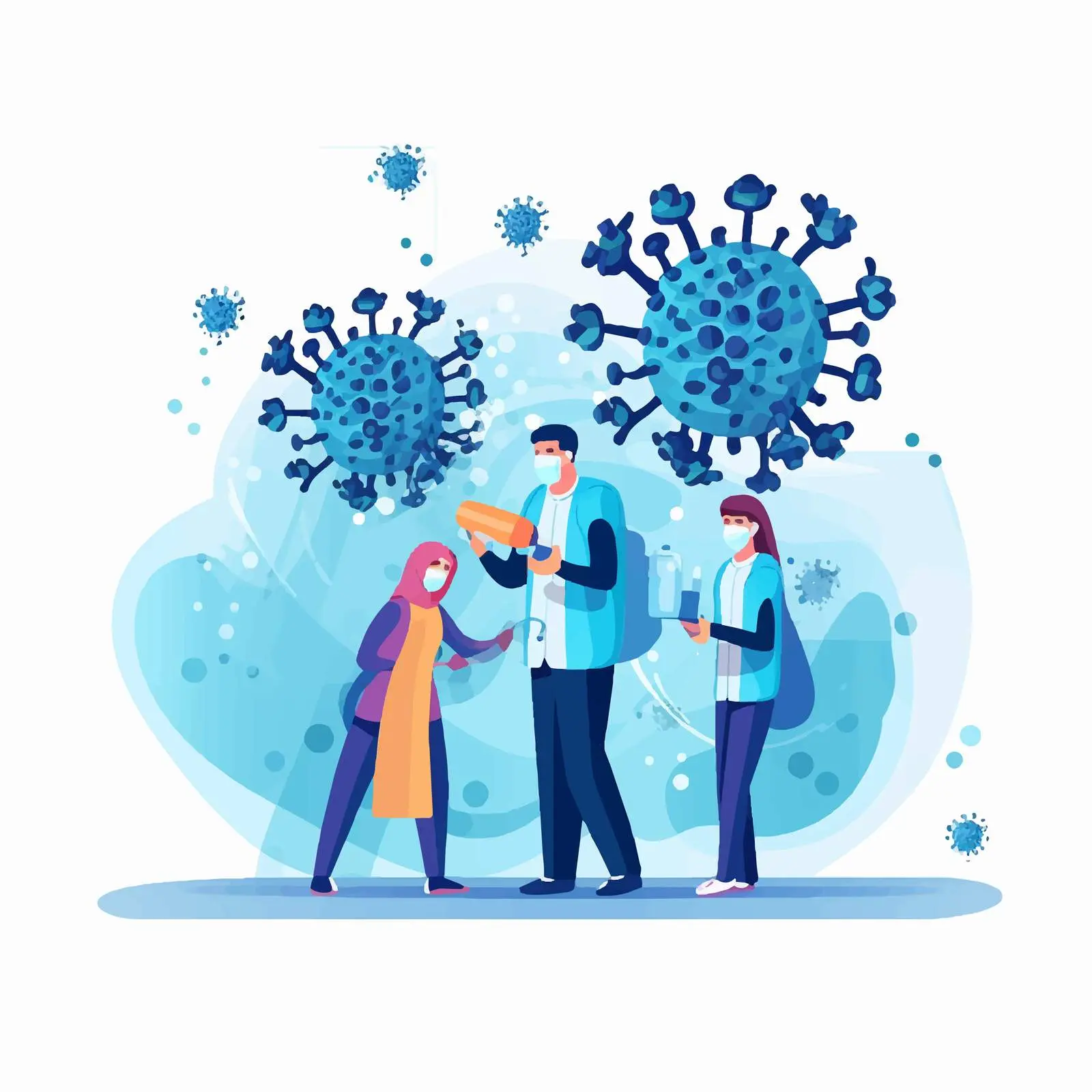 Healthcare Workers in Protective Suits Against COVID-19 – free healthcare illustration image from Dotvec