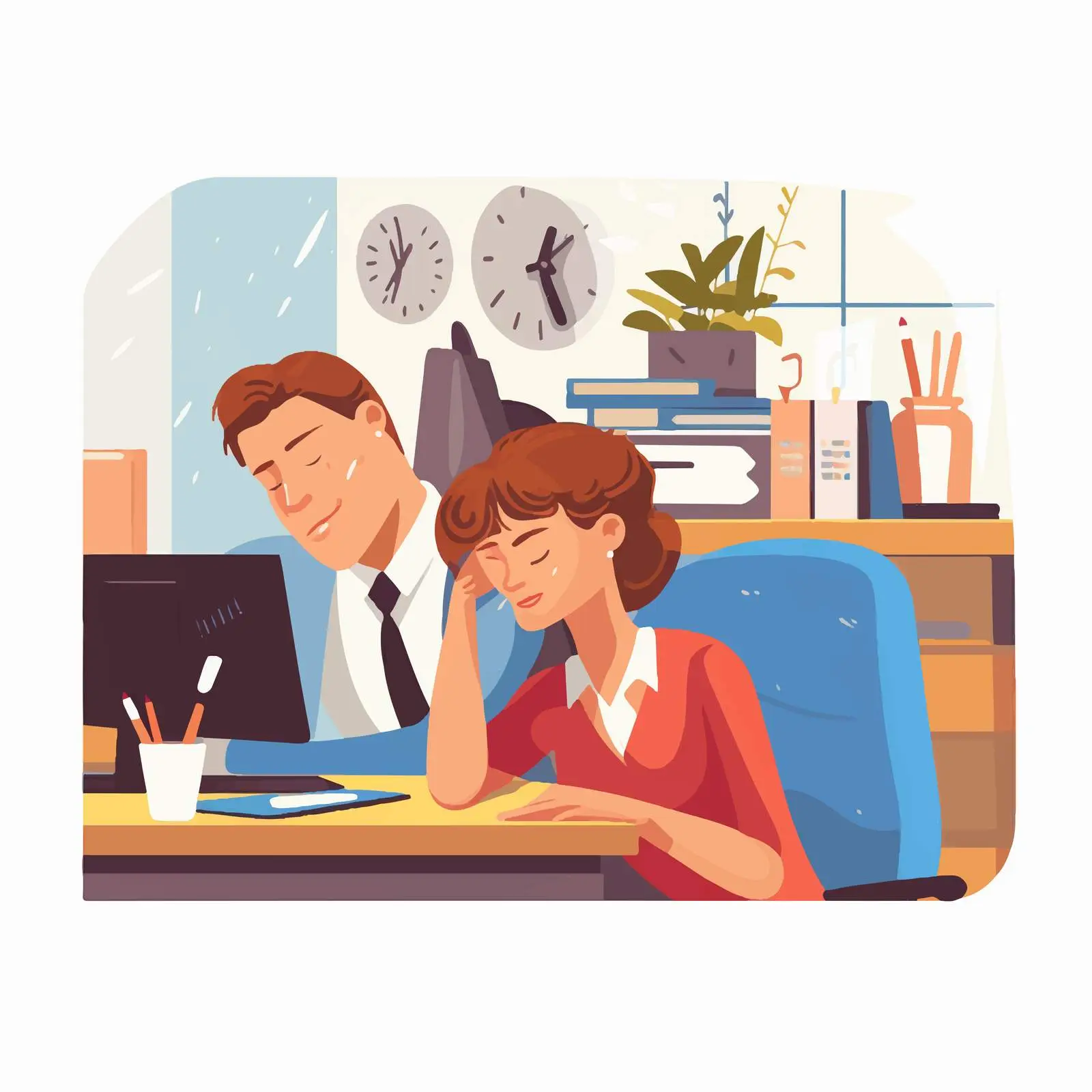 Office Workers Sleeping at Workplace — free download from Dotvec