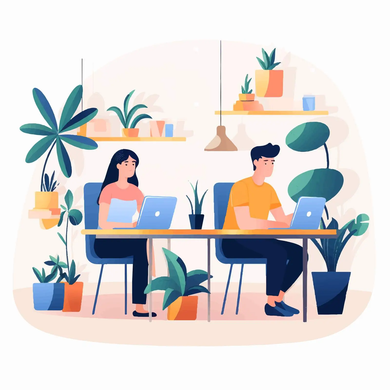 Collaborative Office Environment with Two Colleagues — free download from Dotvec