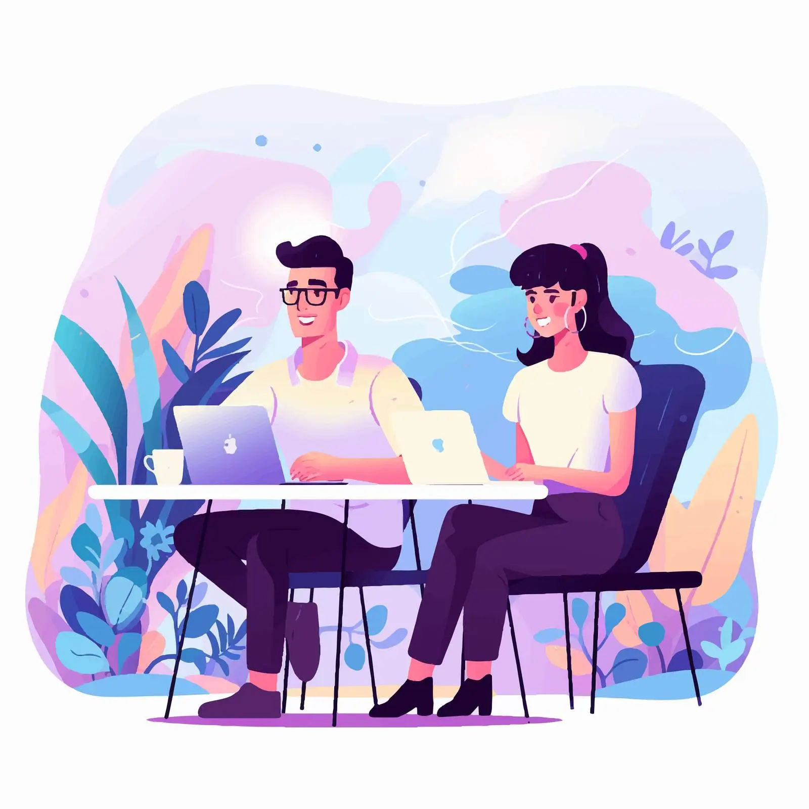 Office Team Collaboration Man and Woman at Desks — free download from Dotvec