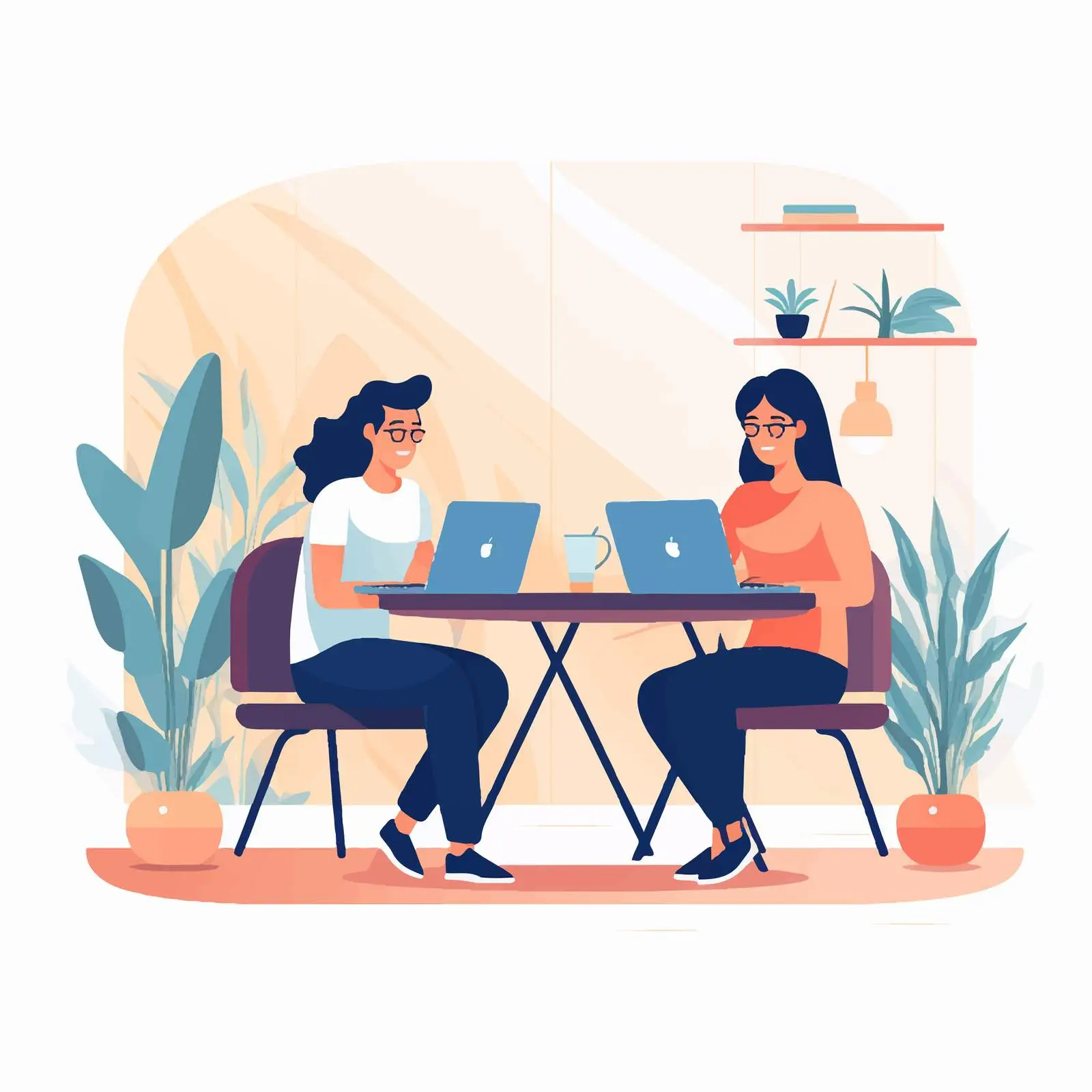 Office Collaboration: Man and Woman at Desks — free download from Dotvec