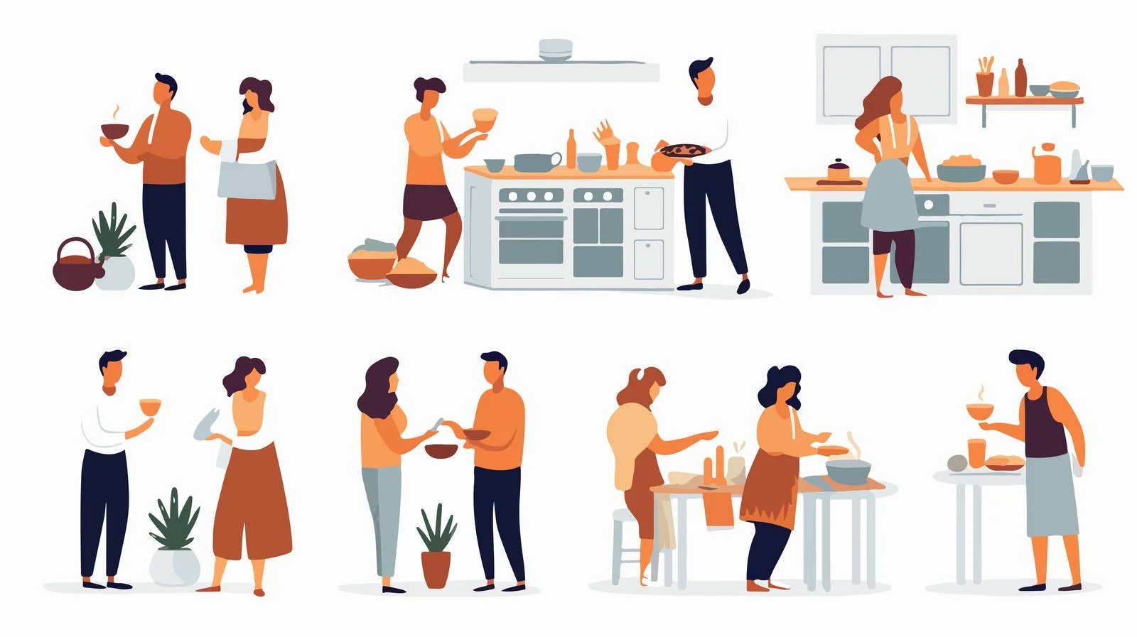 Modern kitchen scene vector flat design — free download from Dotvec