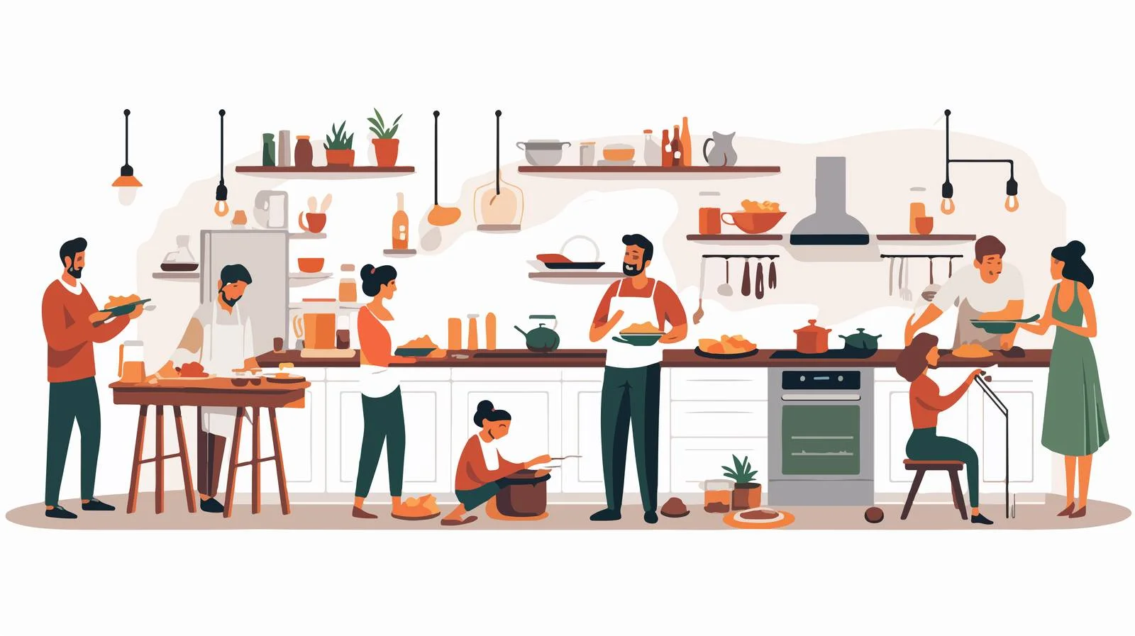 Modern Kitchen Scene Flat Vector Illustration — free download from Dotvec