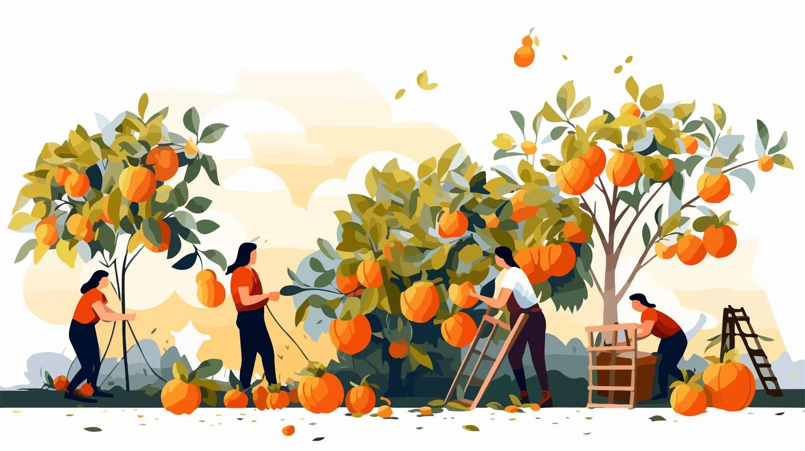 Harvesting Fruits from Autumn Trees Outdoors — free download from Dotvec