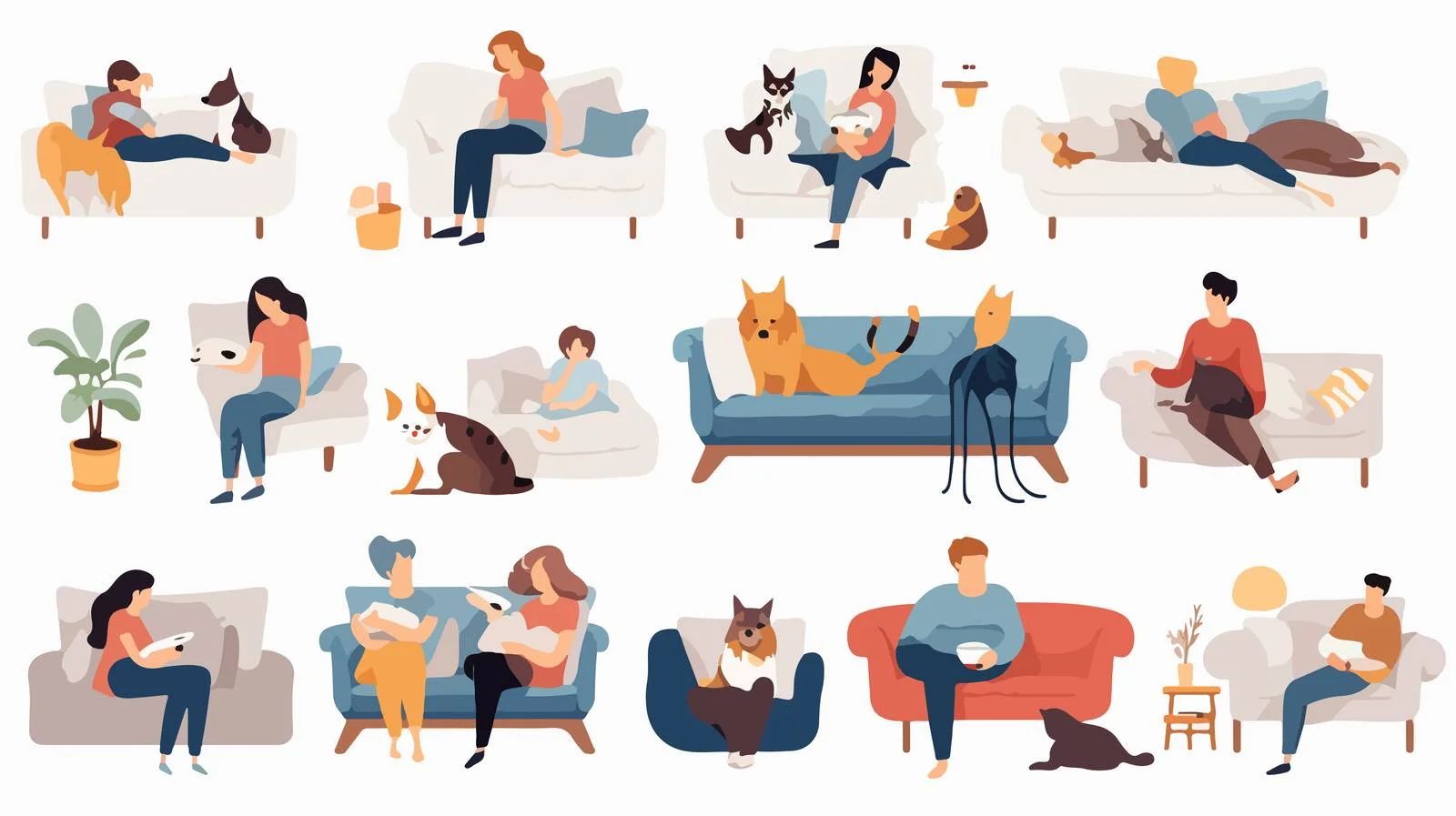 Cozy Moments: People Relaxing with Pets — free download from Dotvec