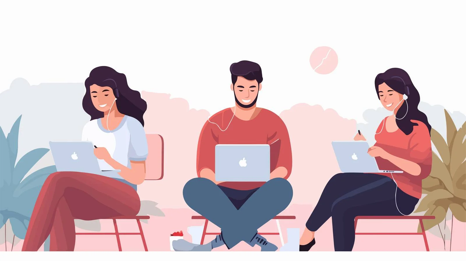 Diverse individuals using various devices together — free download from Dotvec