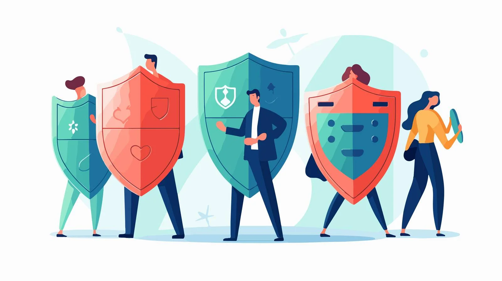 Community protecting with shields from dangers — free download from Dotvec