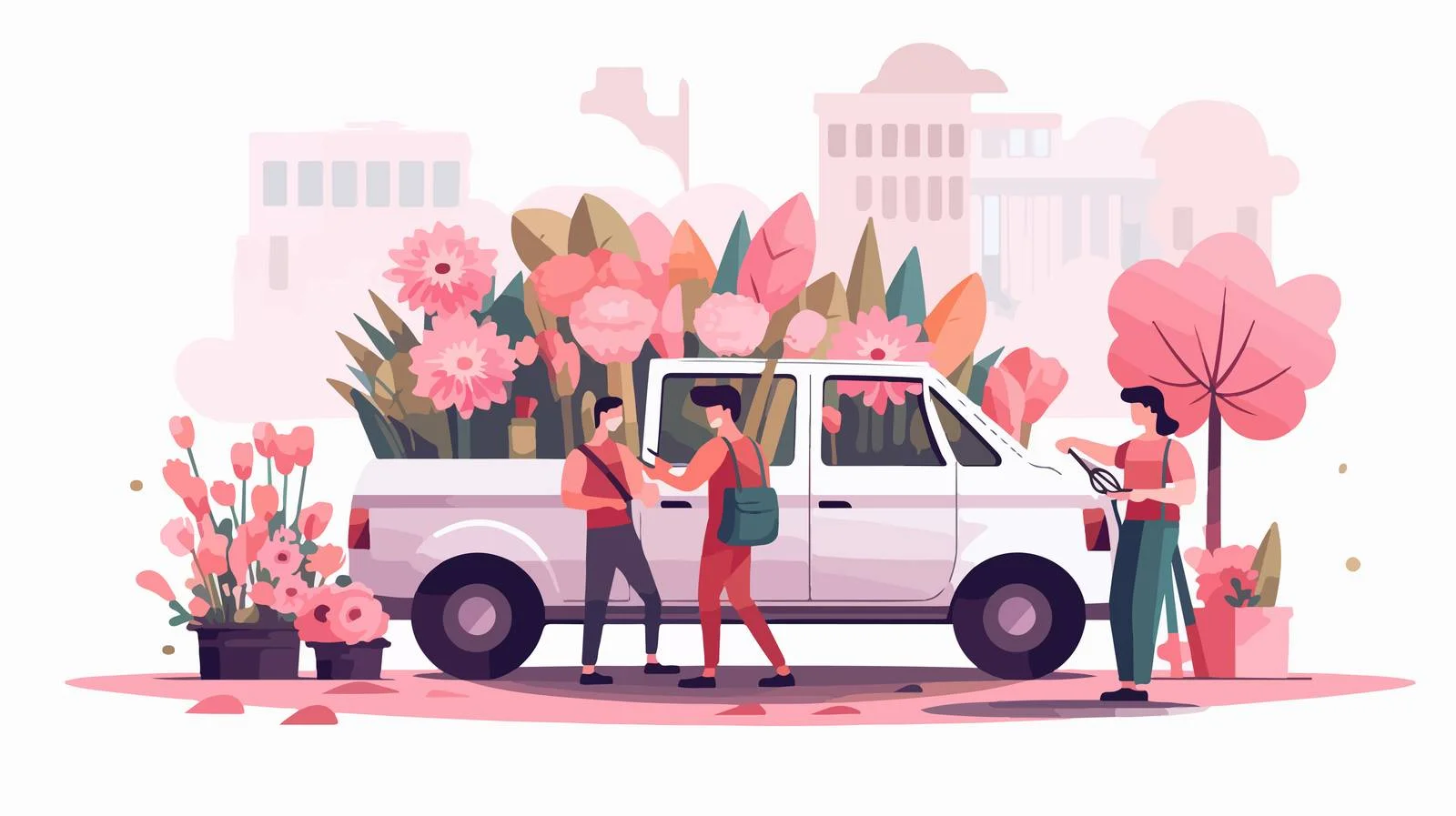 Floral shop staff arranging bouquets indoors — free download from Dotvec