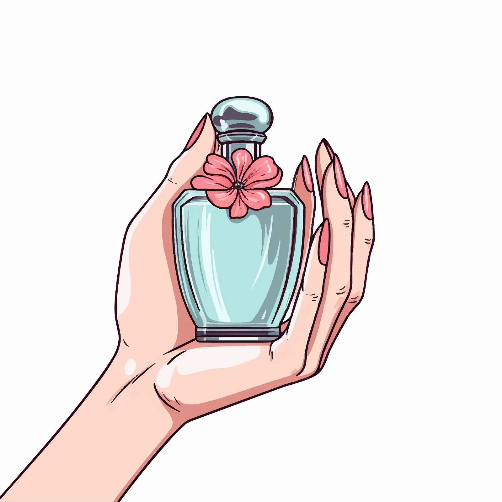 Hand-Drawn Perfume Bottle in Hands — free download from Dotvec