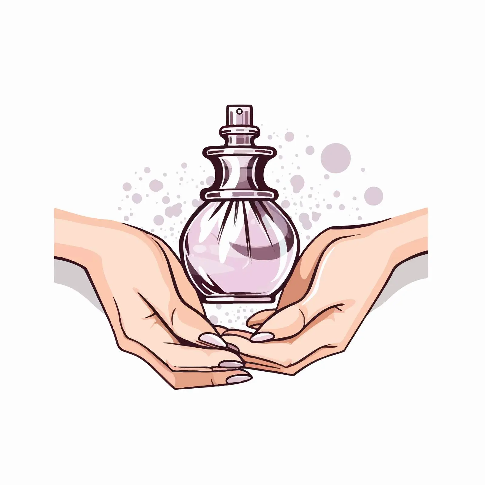Hand Drawn Perfume Bottle in Hands – free bottle design image from Dotvec