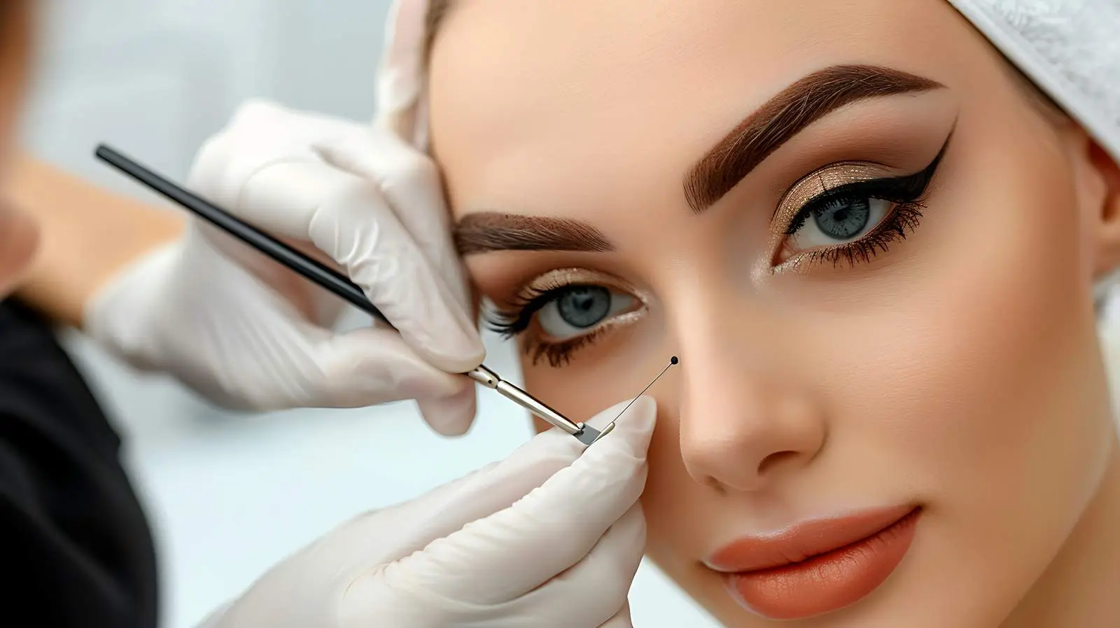 Thick Eyebrows Permanent Makeup on Beautiful Woman — free download from Dotvec