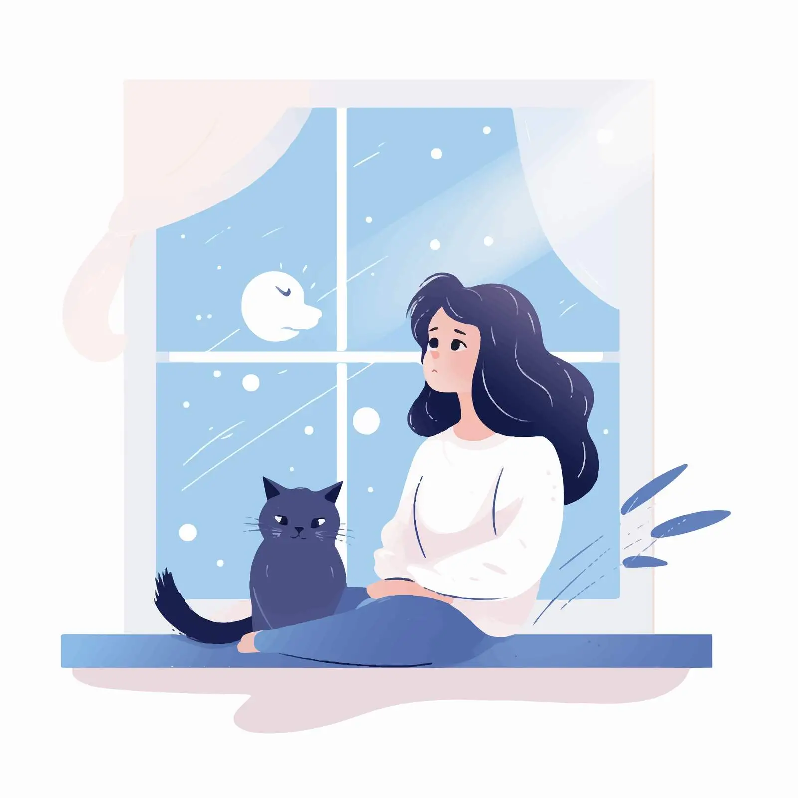 Person and Cat Looking Out Window — free download from Dotvec