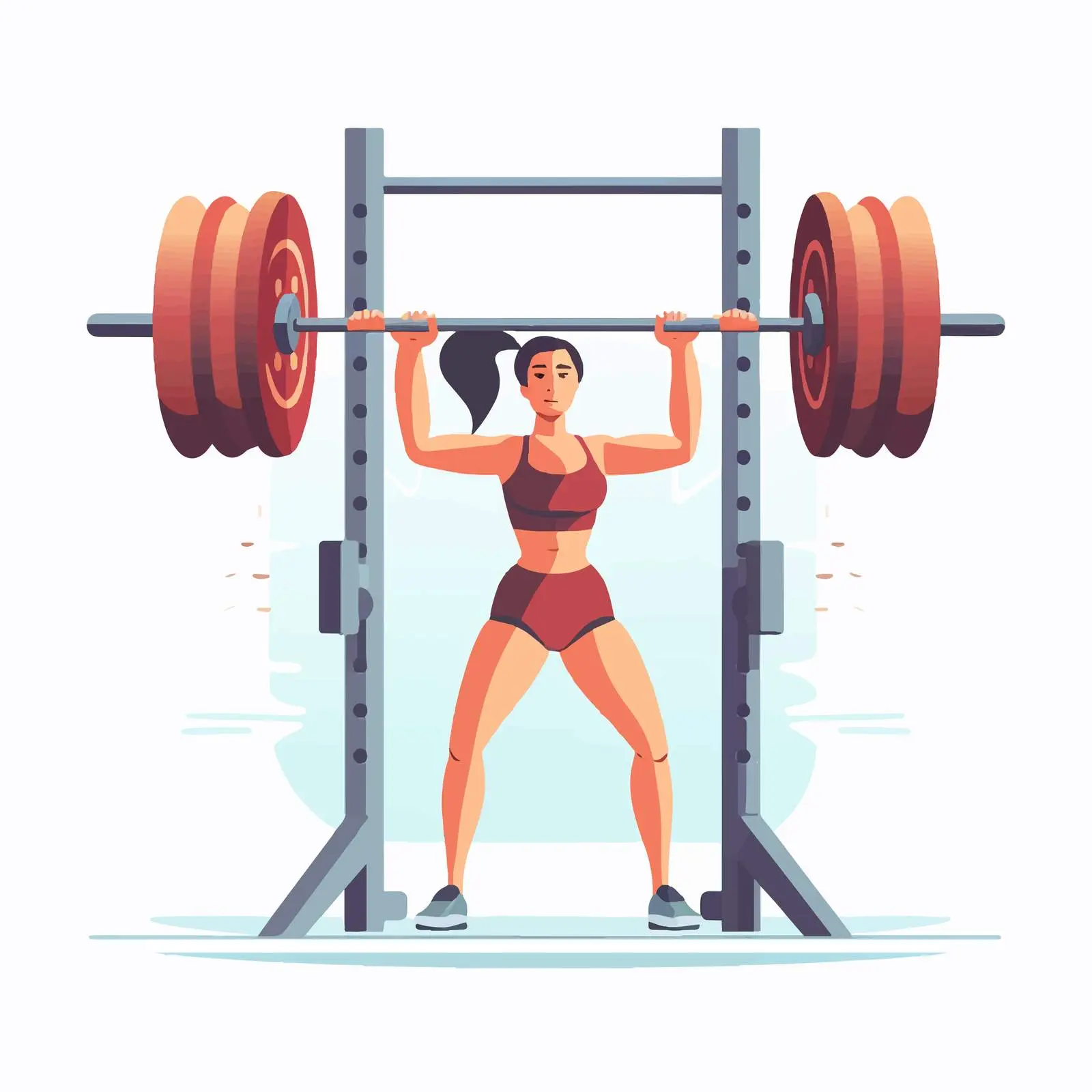 Person Performing Smith Machine Squat with Weights – free exercise illustration image from Dotvec