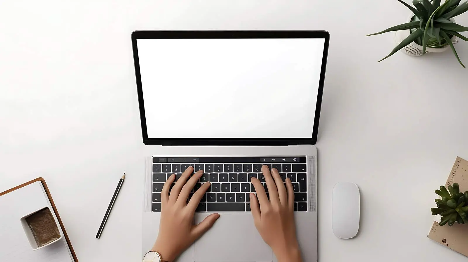 Person Working on Laptop with Blank Mockup — free download from Dotvec