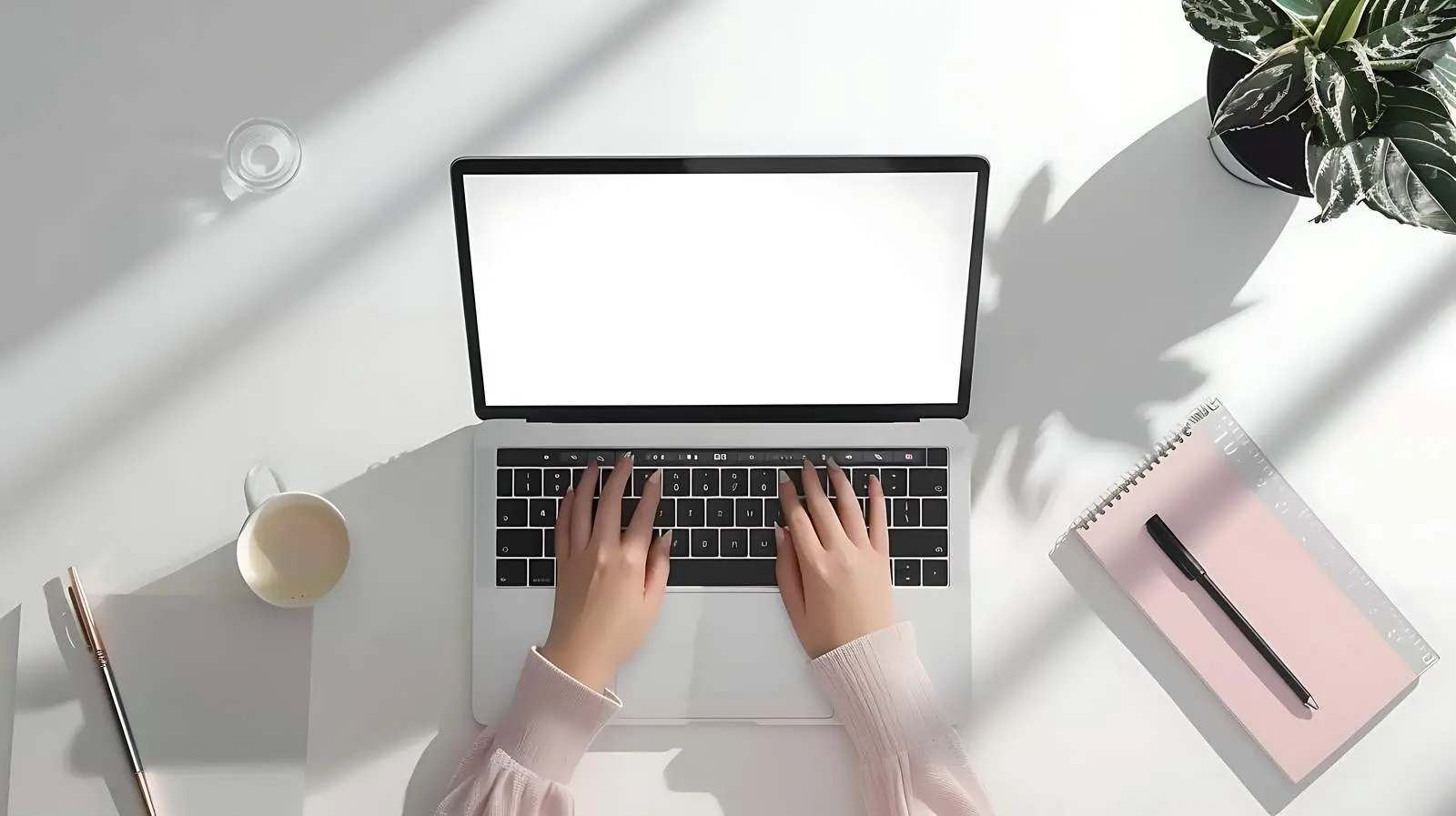 Person Working on Laptop with Blank Mockup — free download from Dotvec