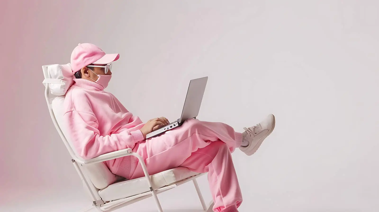 Person in Pastel Clothes Working in Lounge Chair — free download from Dotvec