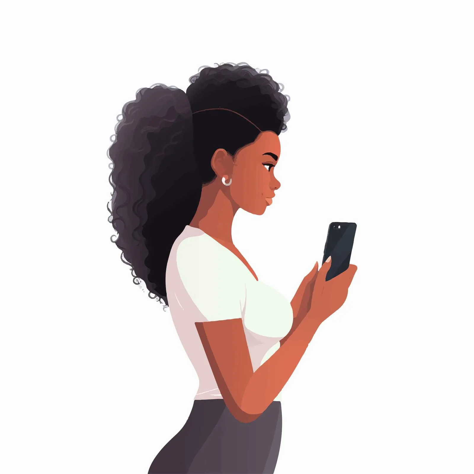 Black Woman Using Smartphone from Behind – free phone usage image from Dotvec