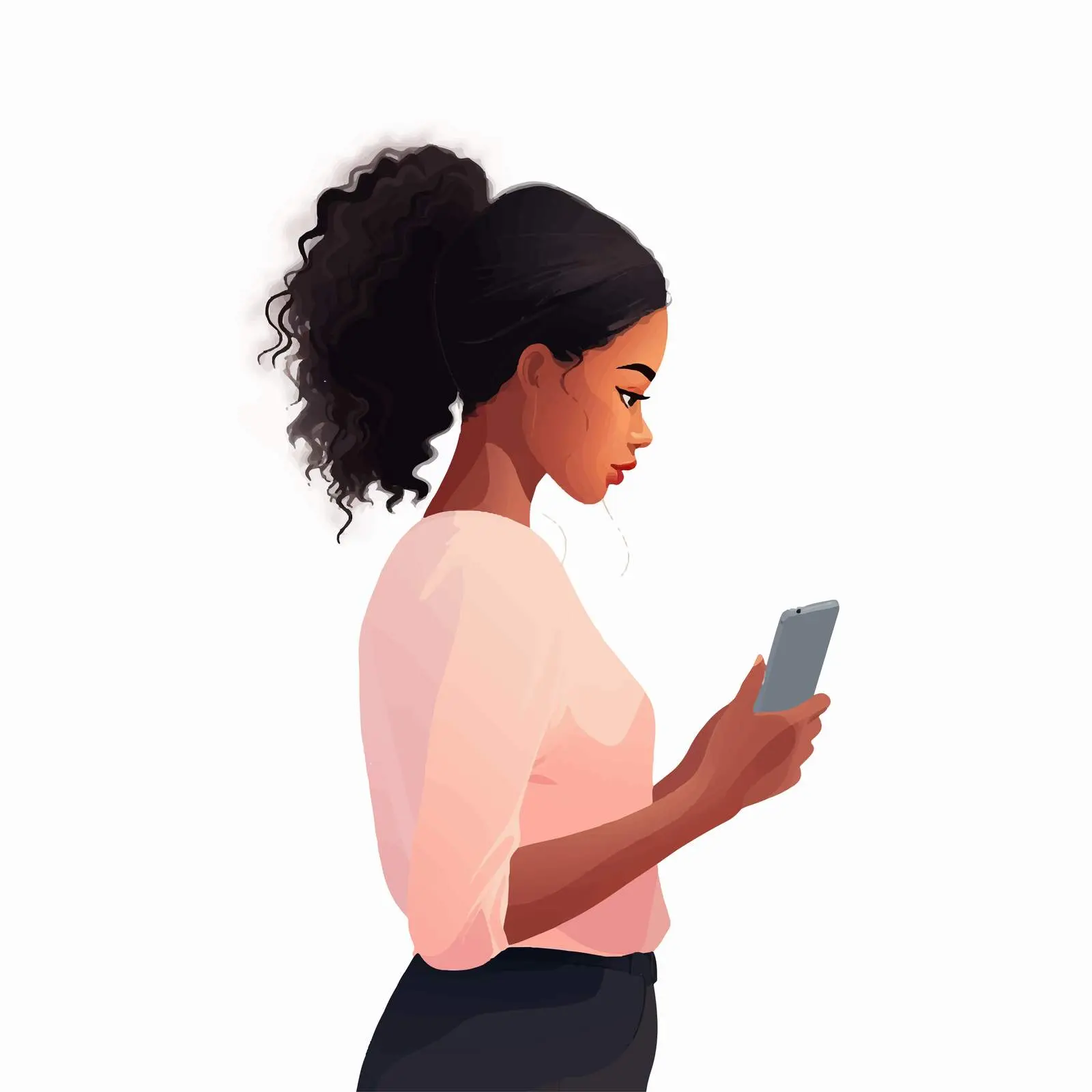 Black Woman Looking at Smartphone Screen – free phone usage image from Dotvec