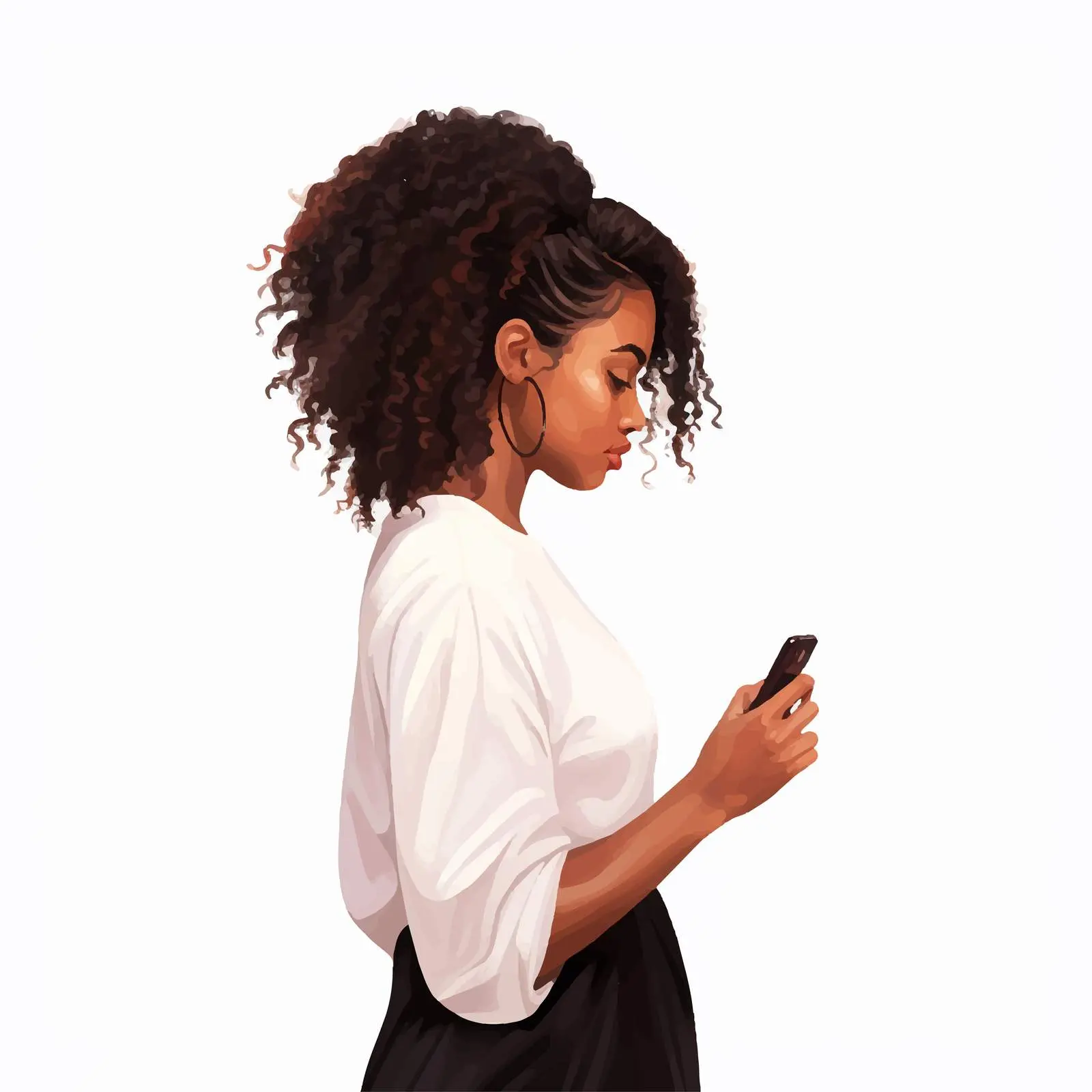 Black Woman Using Smartphone from Behind – free phone usage image from Dotvec