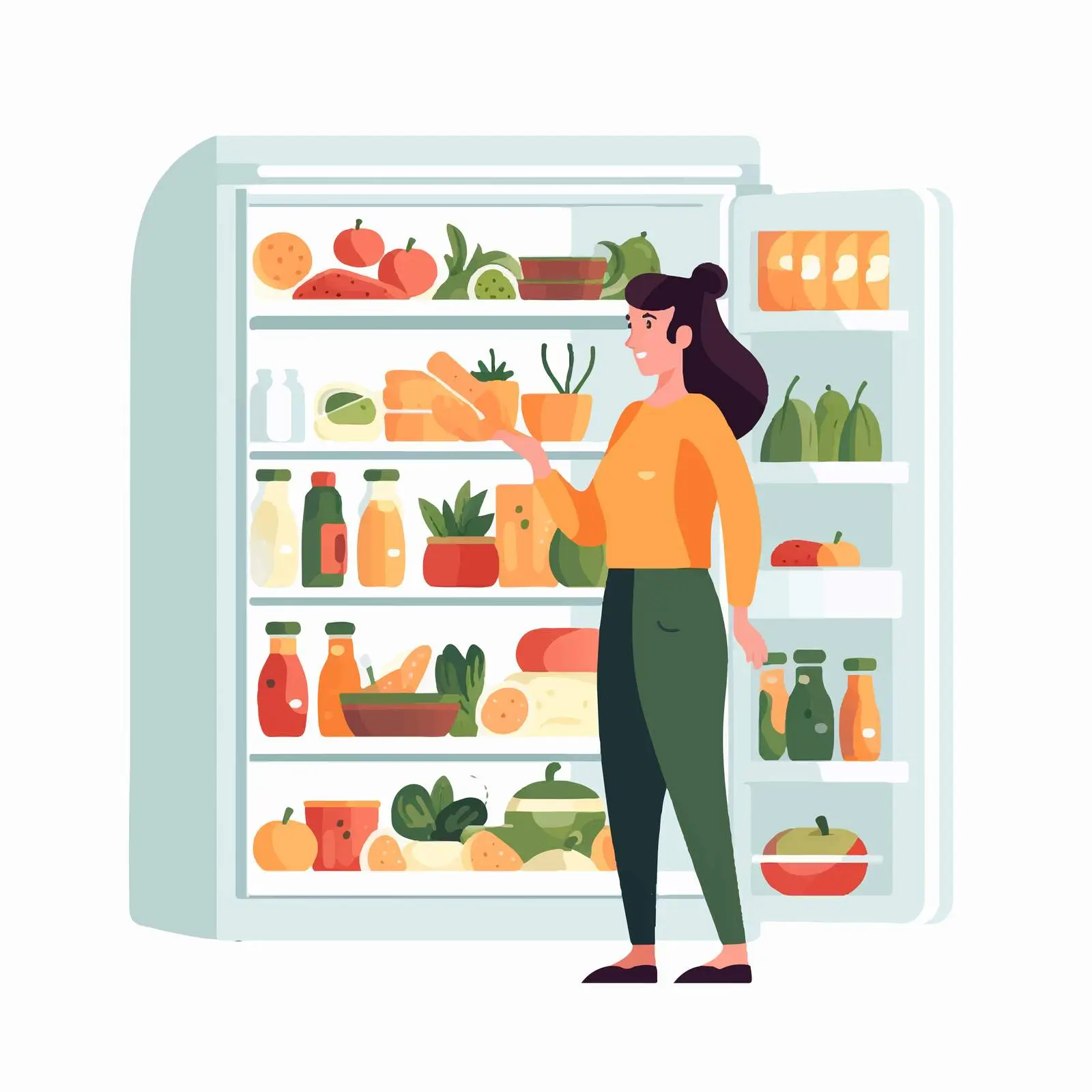 Woman Checking Contents of Refrigerator at Home – free opening image from Dotvec