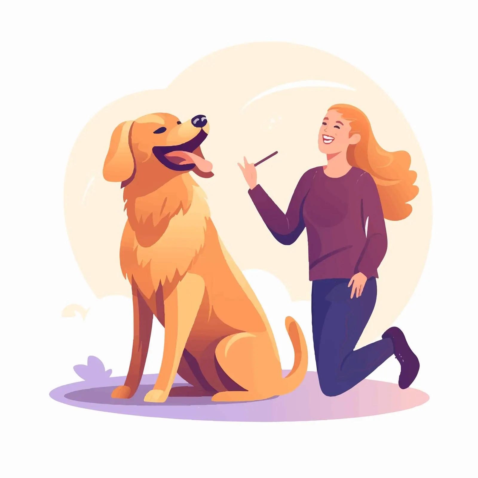 Woman Presenting Golden Retriever with Joy — free download from Dotvec