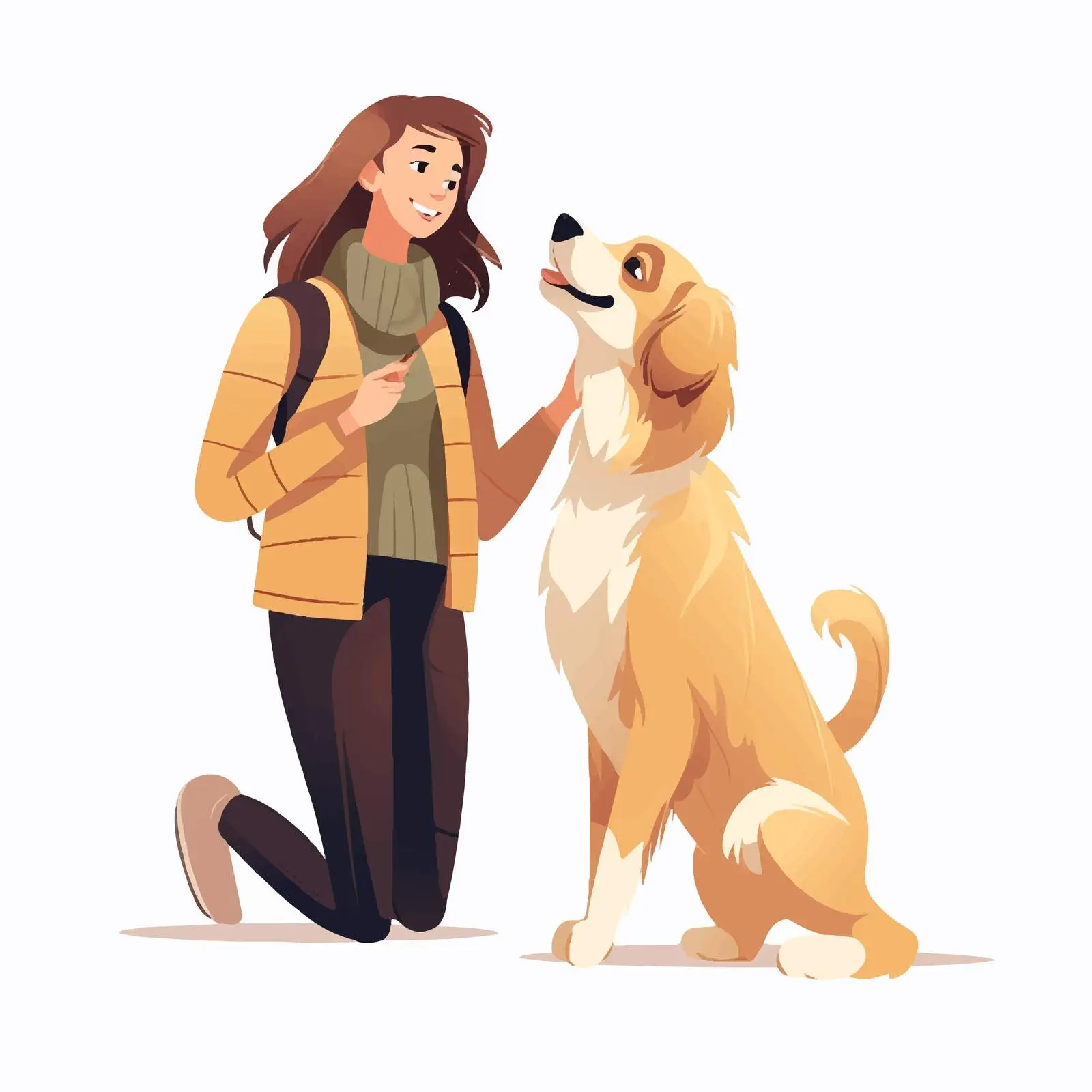Young Woman Presenting Golden Retriever — free download from Dotvec