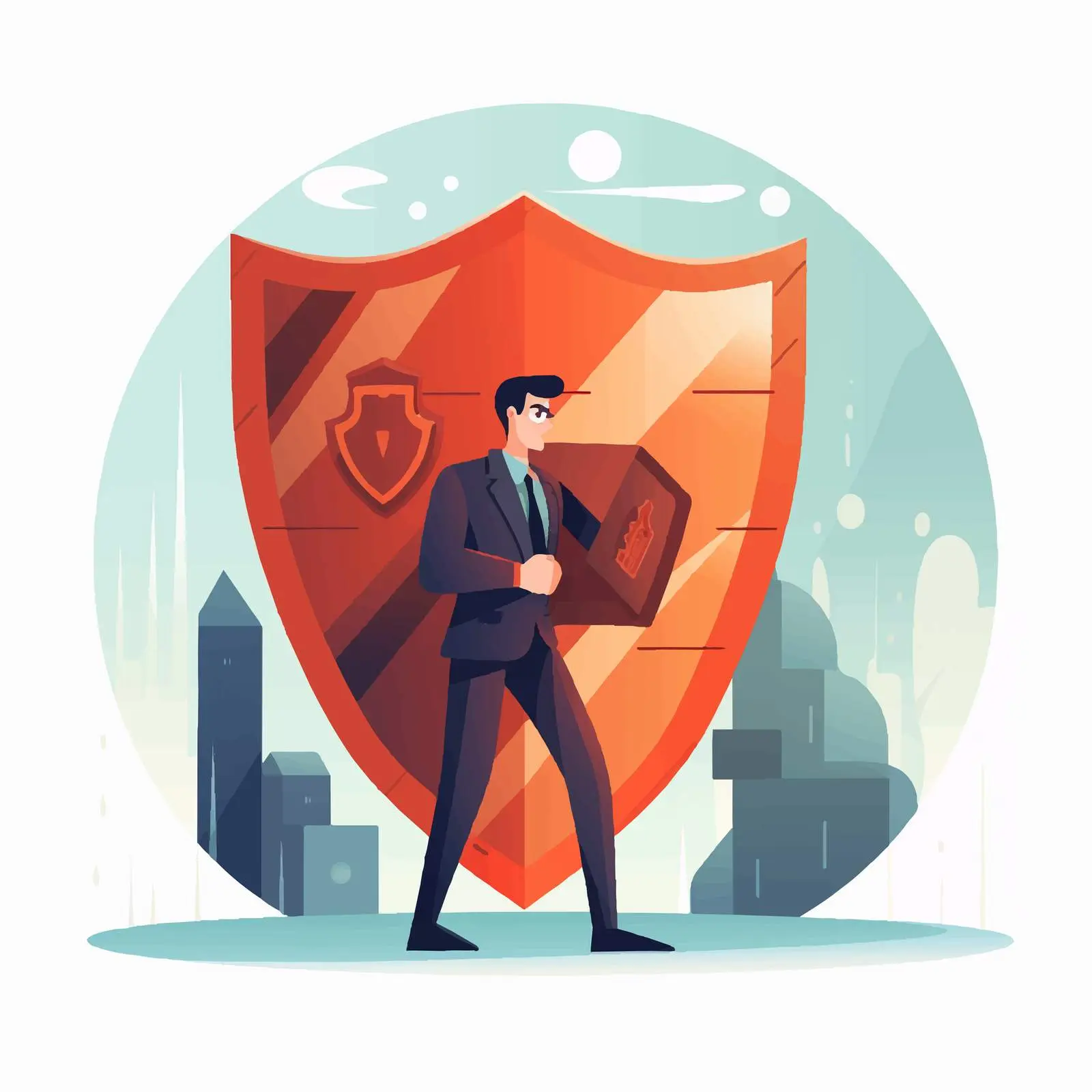 Business Protection with Shield Vector Illustration — free download from Dotvec