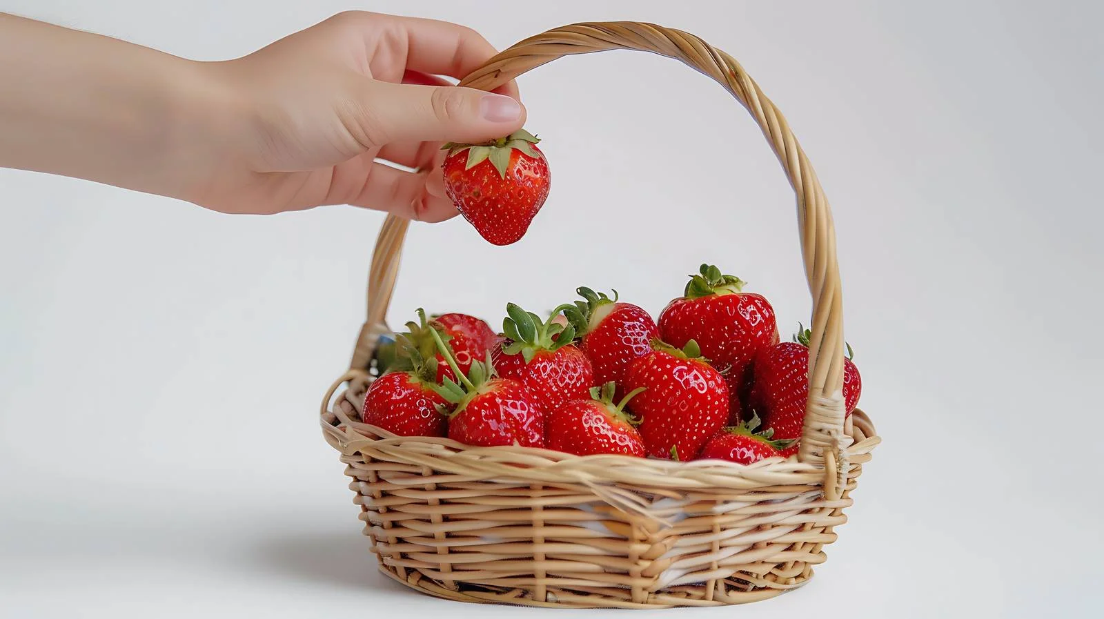 Harvesting Strawberries into Basket Outdoors Scene — free download from Dotvec