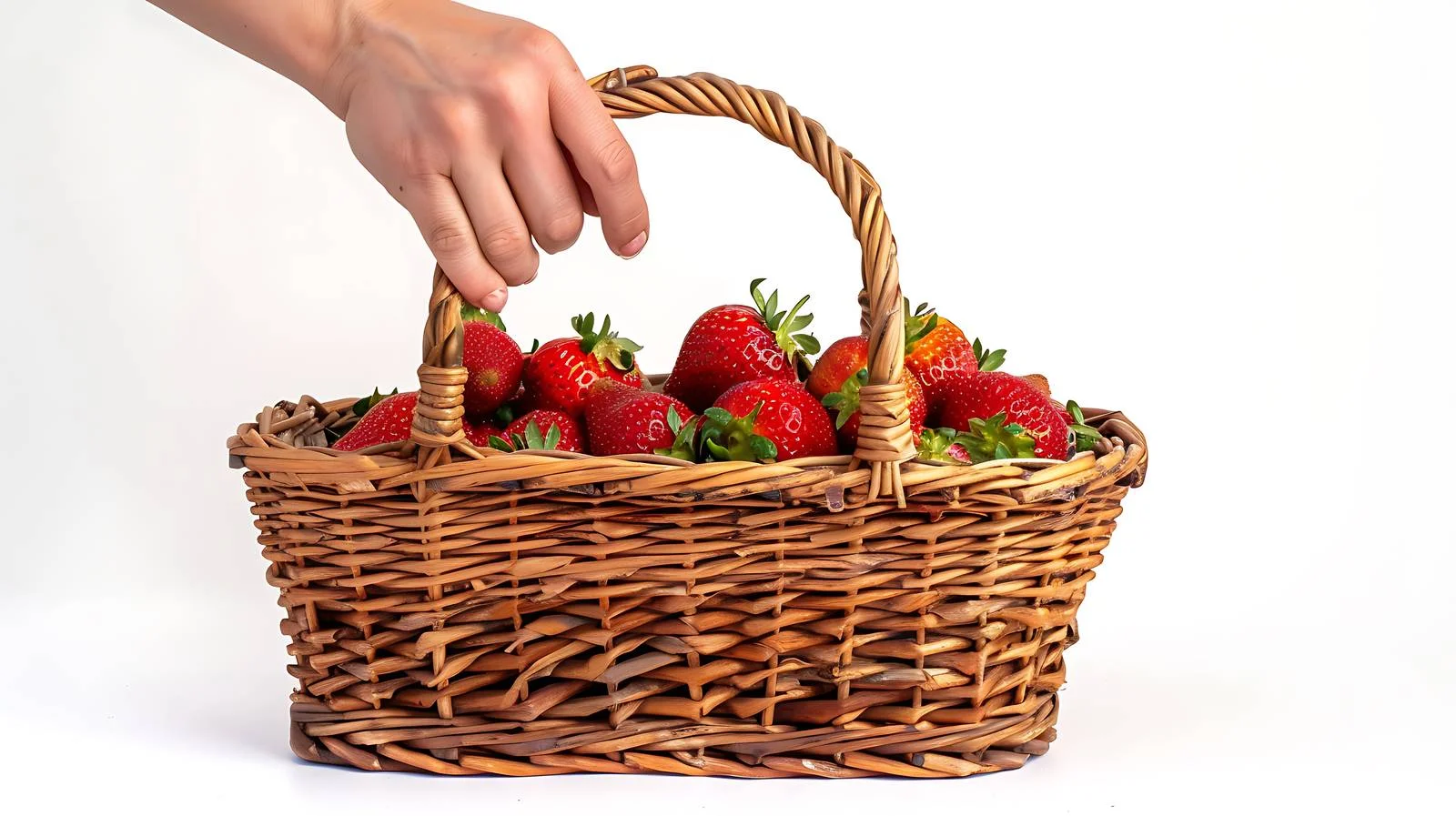 Harvesting Strawberries into Wicker Basket — free download from Dotvec