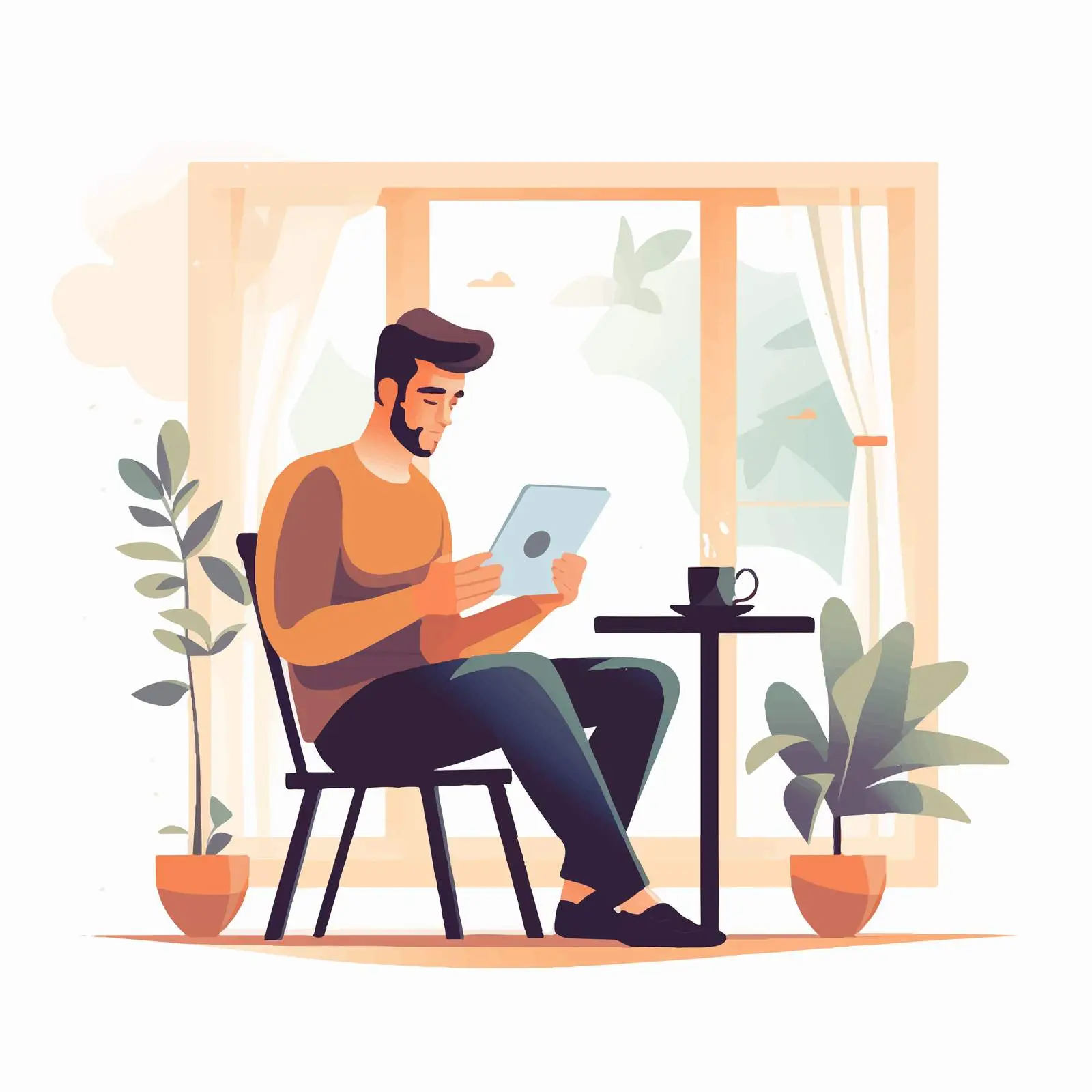 Man Reading Digital E-book at Home – free digital age image from Dotvec
