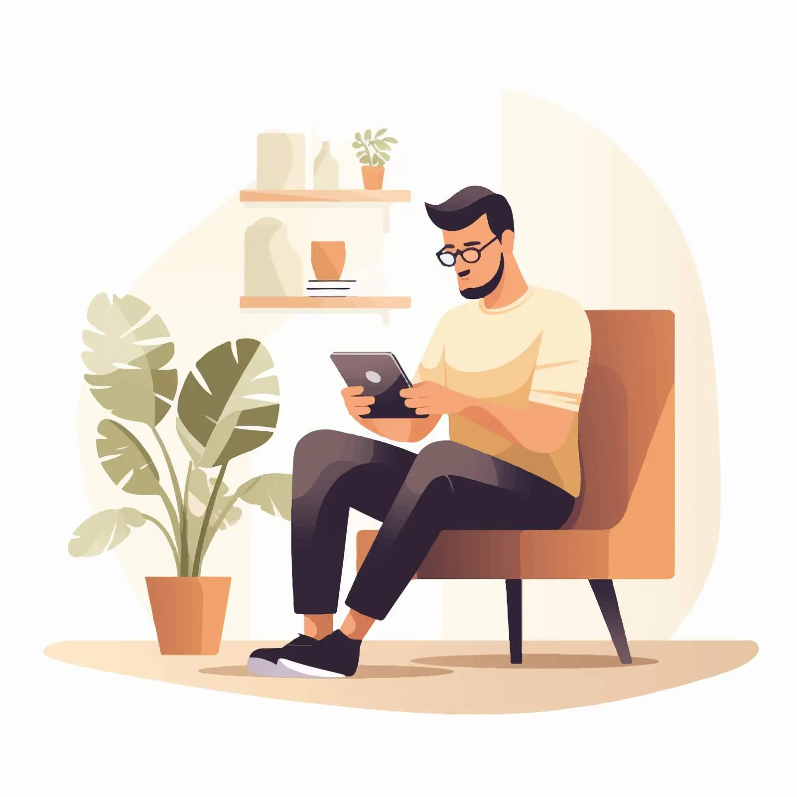 Man Reading Digital E-Book at Home — free download from Dotvec