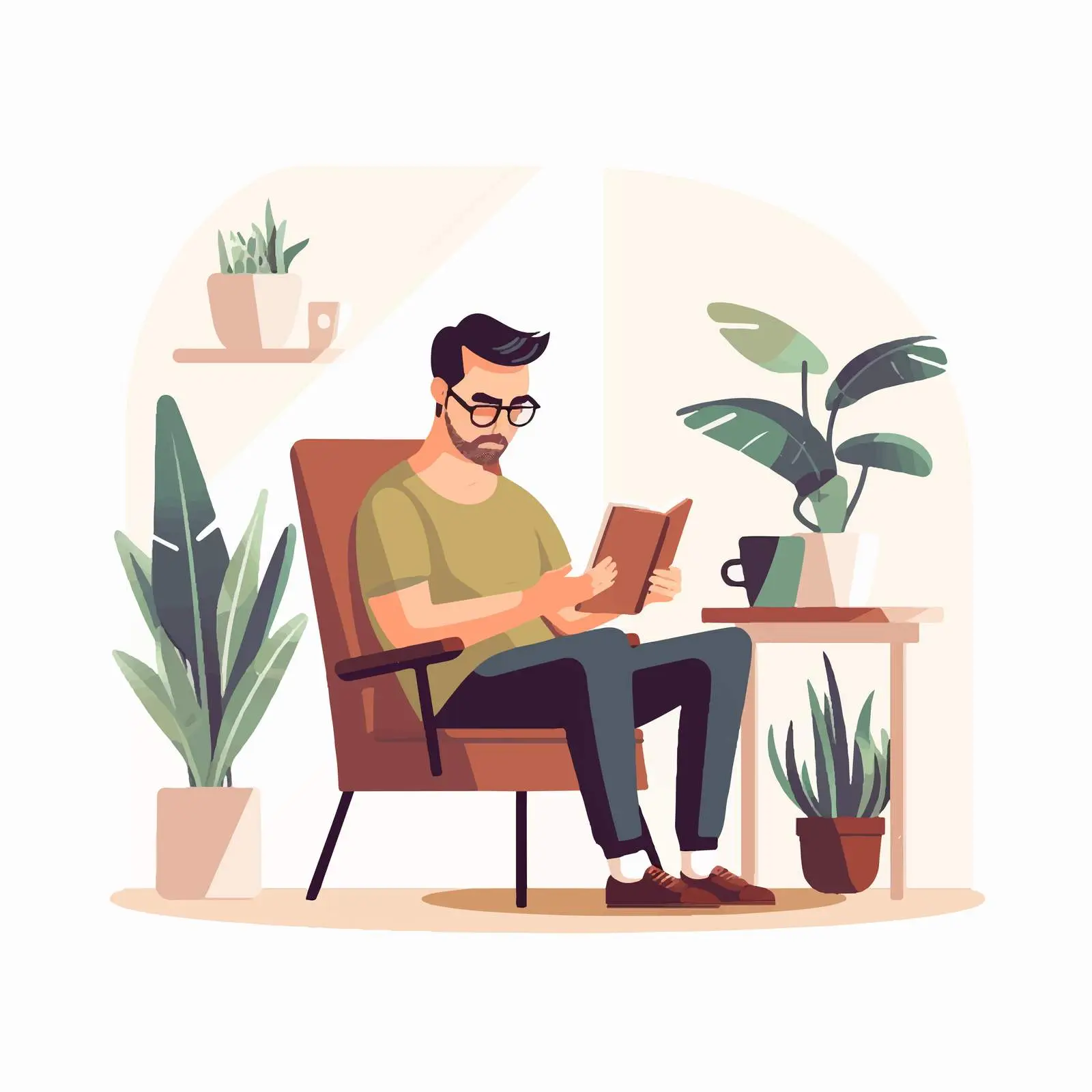 Man Reading E-Book at Home — free download from Dotvec