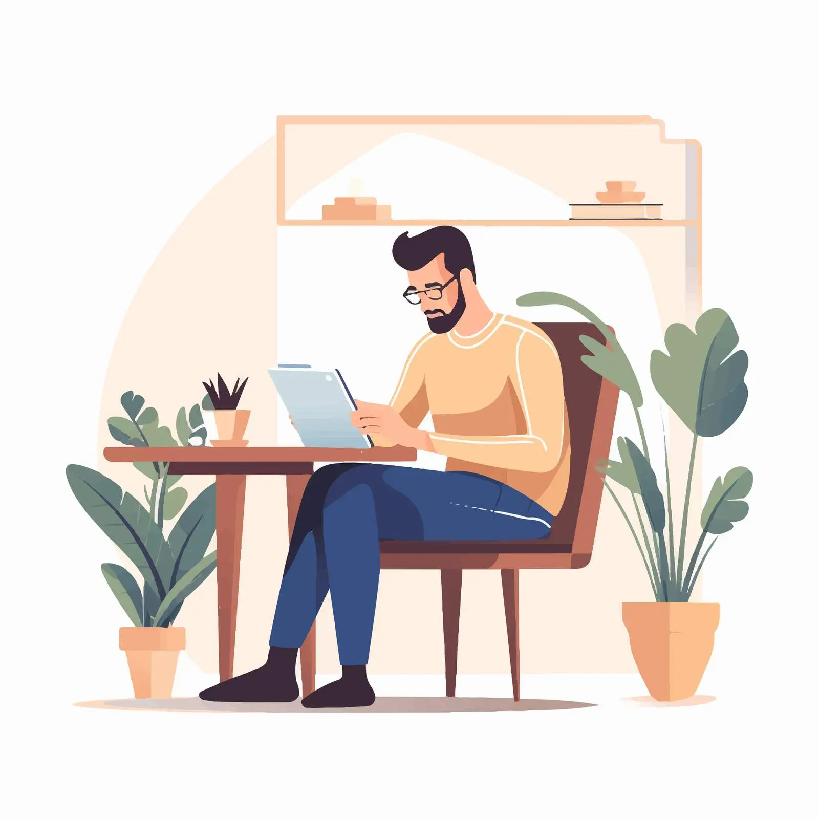 Man Reading Digital E-Book at Home — free download from Dotvec