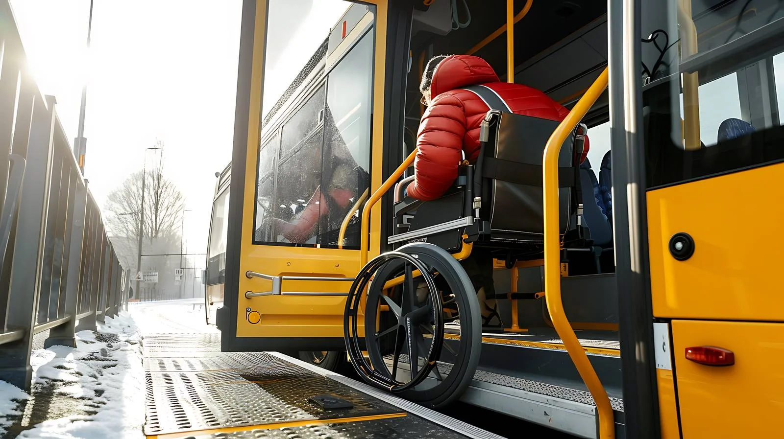 Individual Exiting Public Transport with Disability — free download from Dotvec