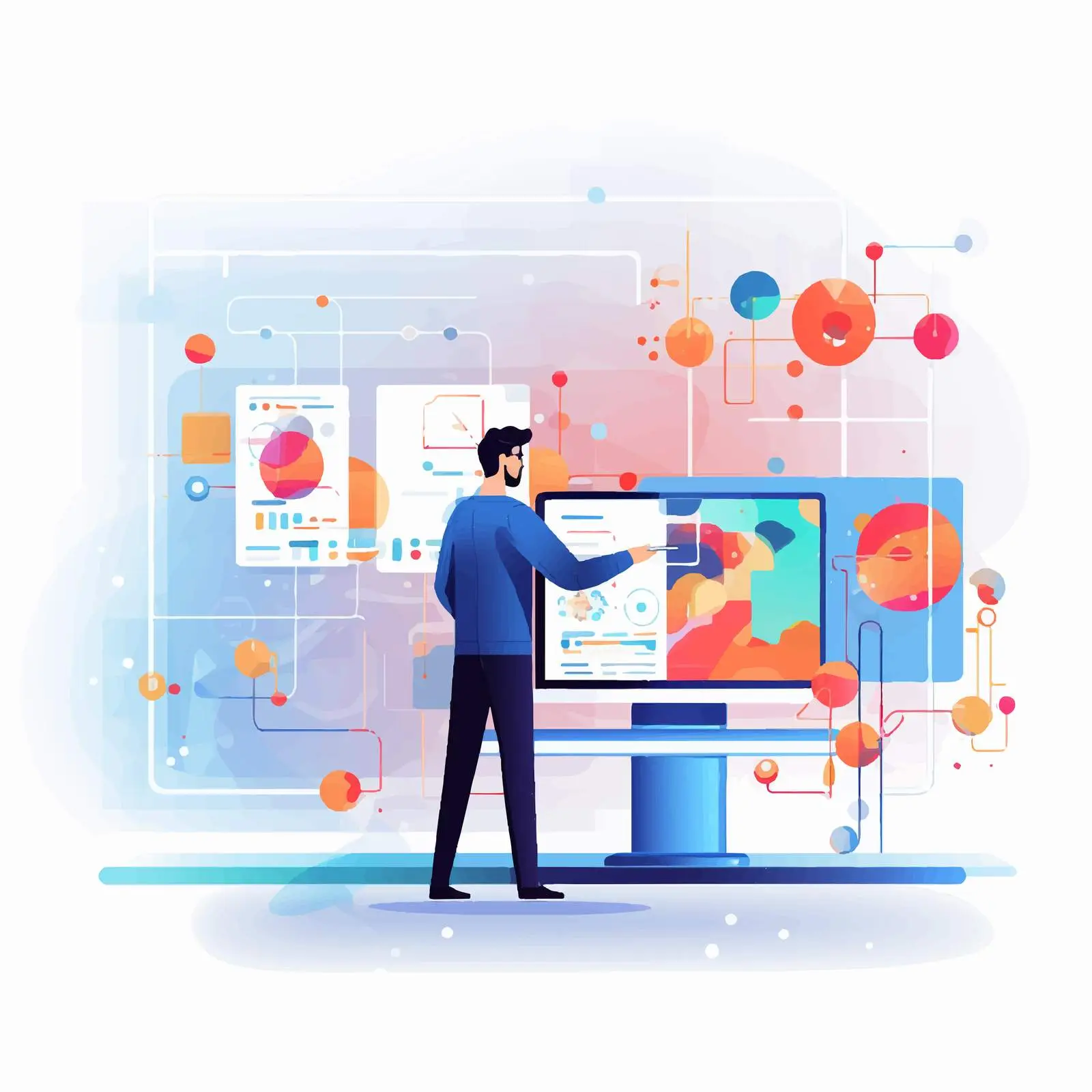 Person Analyzing Abstract Business Data Charts — free download from Dotvec