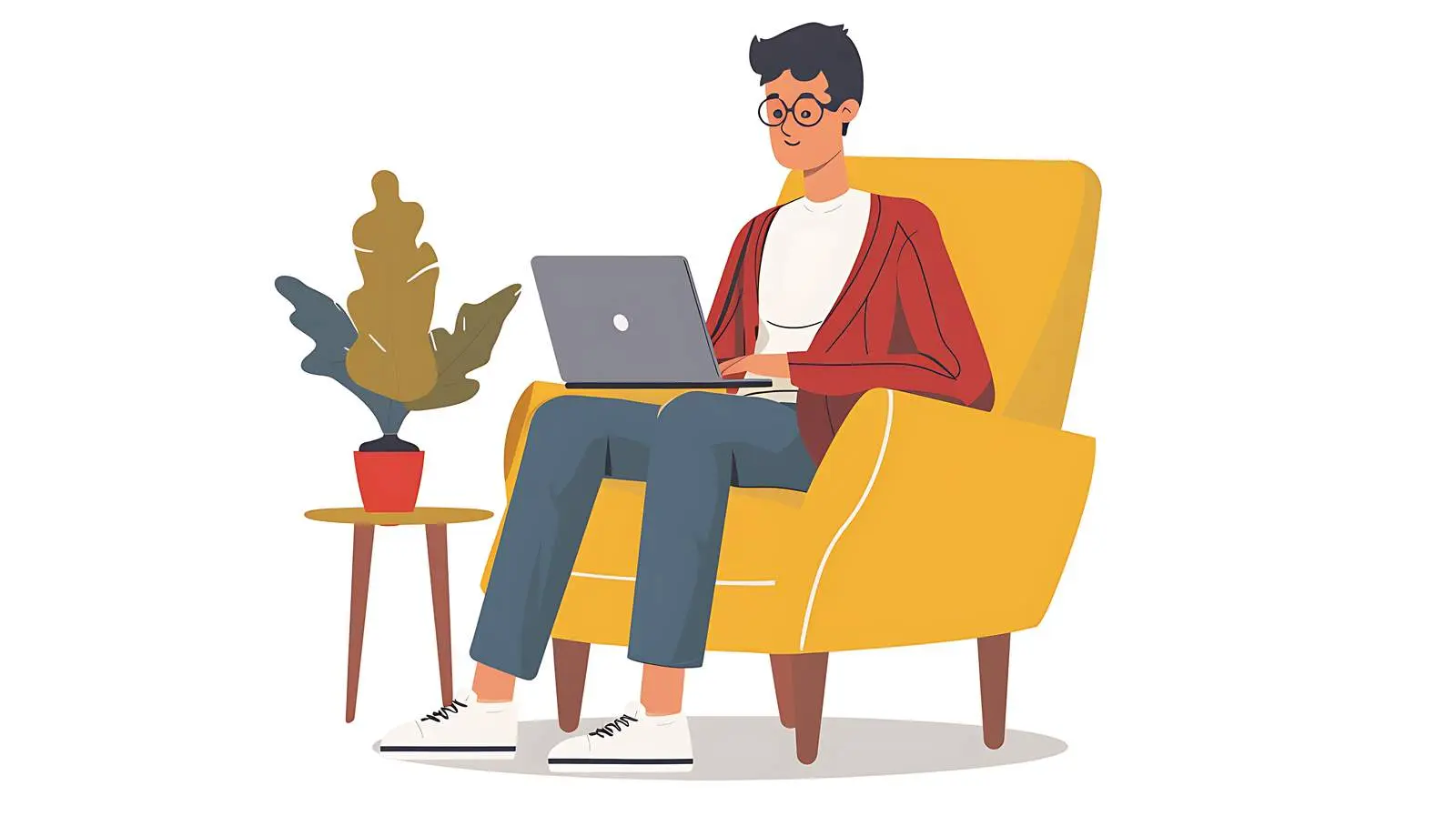 Person Working on Laptop in Lounge Chair — free download from Dotvec