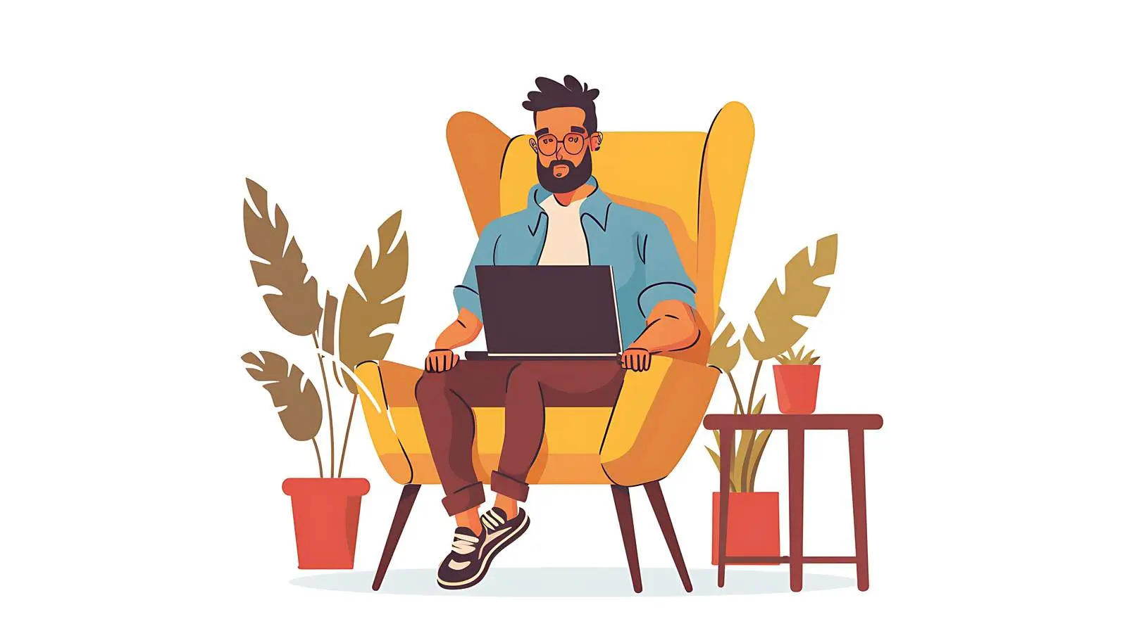 Person Working on Laptop in Comfortable Lounge Chair — free download from Dotvec