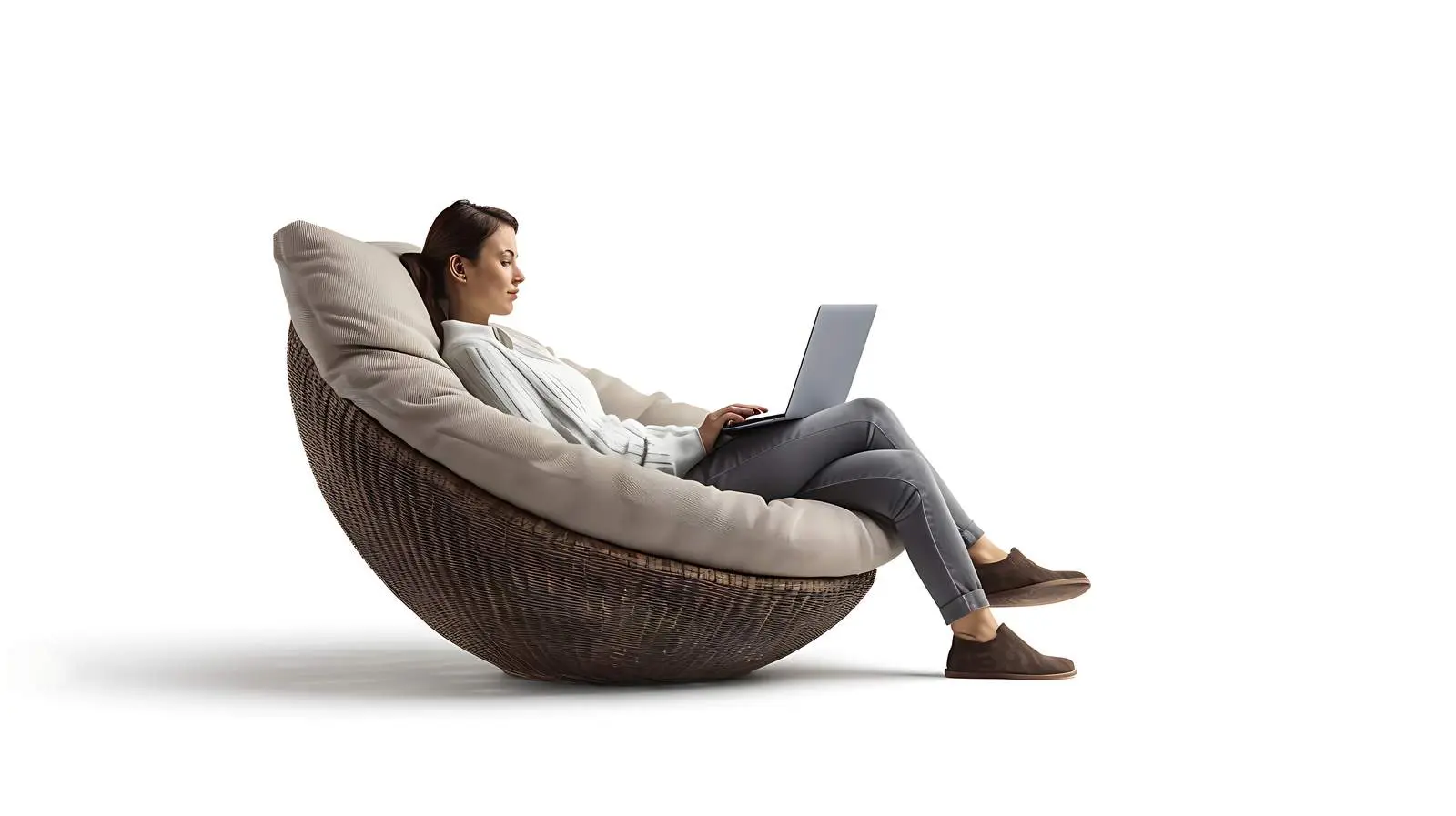 Person Working on Laptop in Lounge Chair — free download from Dotvec