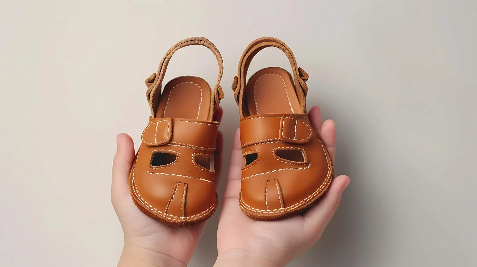 Cute Baby Sandals Held in Hands on White Background – free baby care image from Dotvec