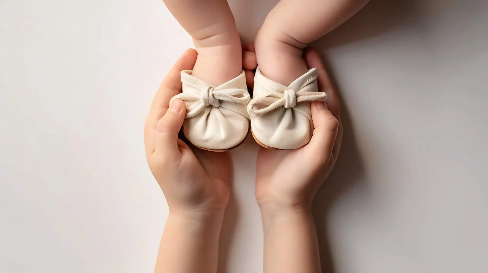 Cute Baby Sandals Held by Adult Hands — free download from Dotvec