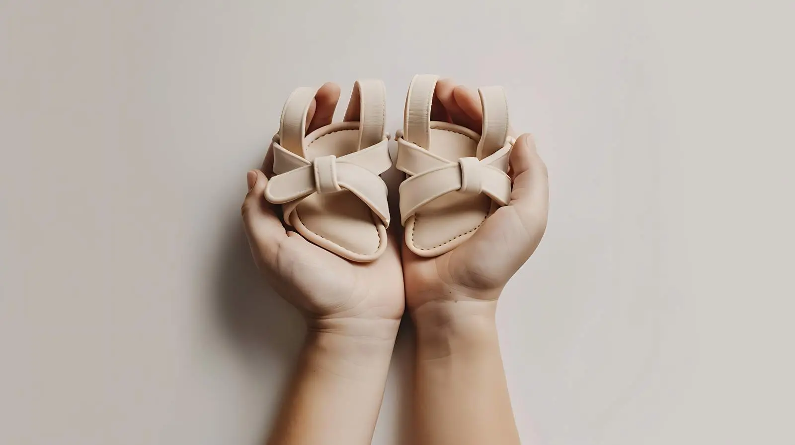 Cute Baby Sandals Held in Hands on White Background – free bond image from Dotvec