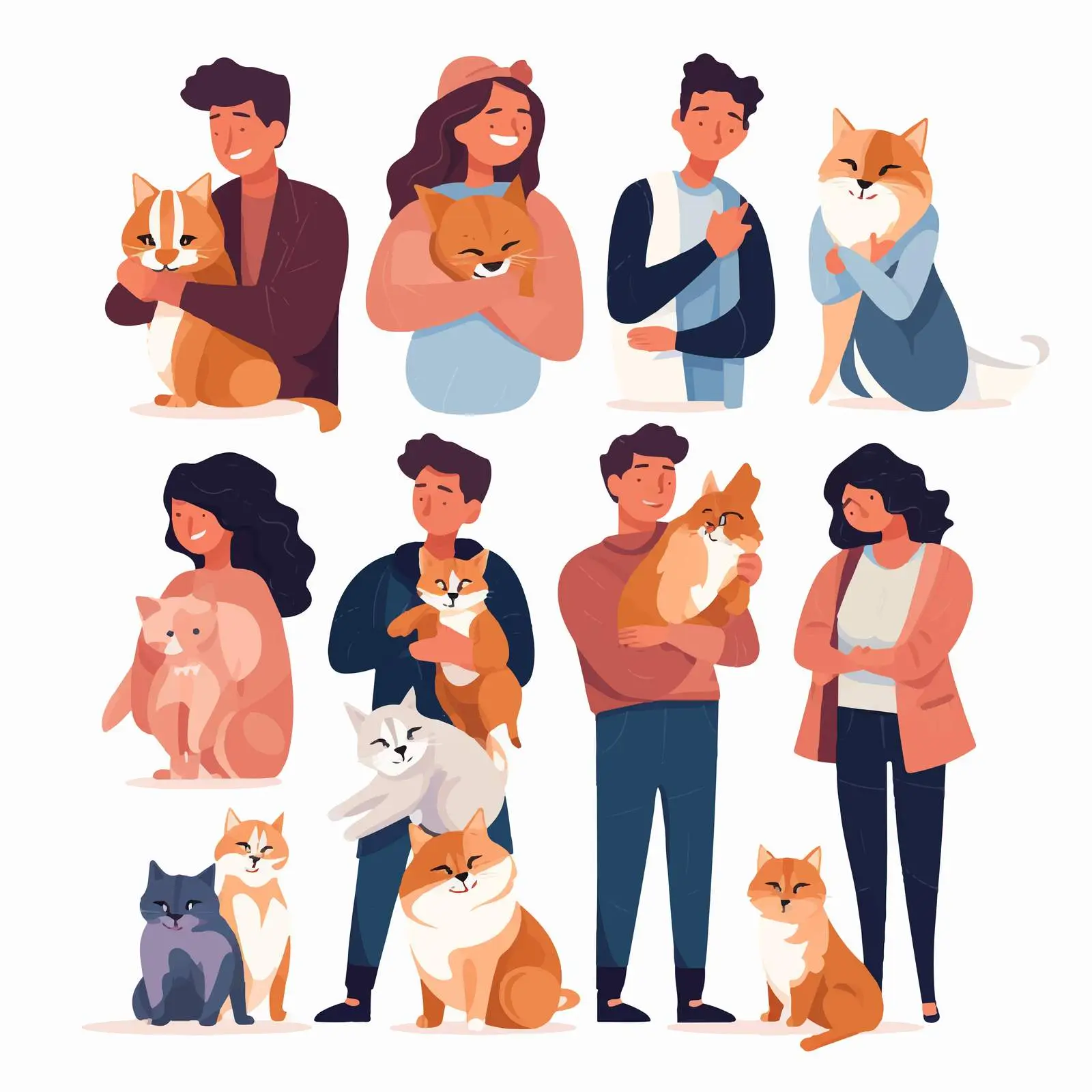 Happy Pet Owners with Their Dogs and Cats — free download from Dotvec