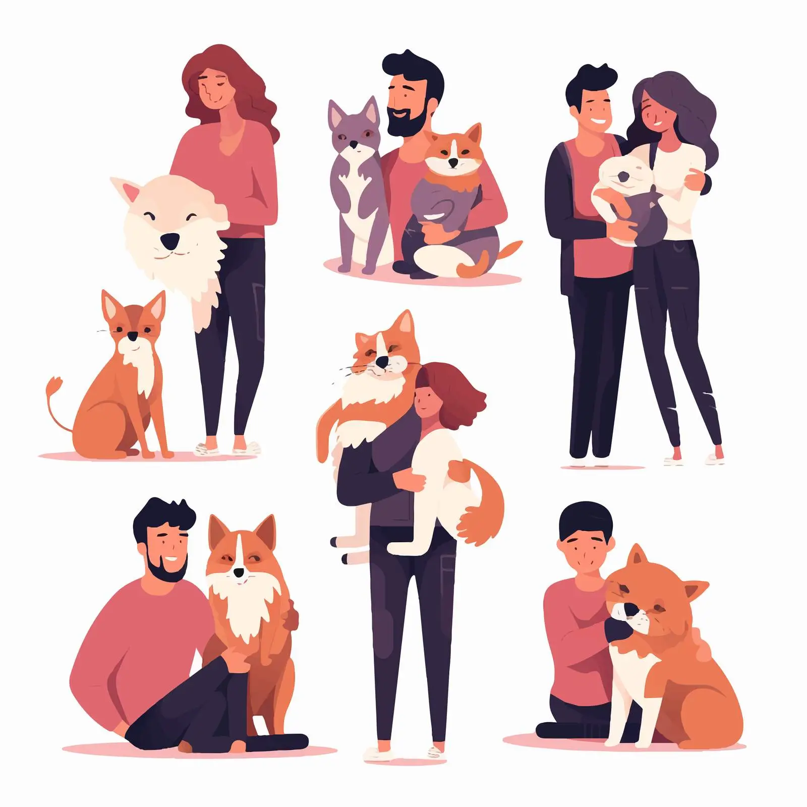 Happy Pet Owners with Dogs and Cats — free download from Dotvec